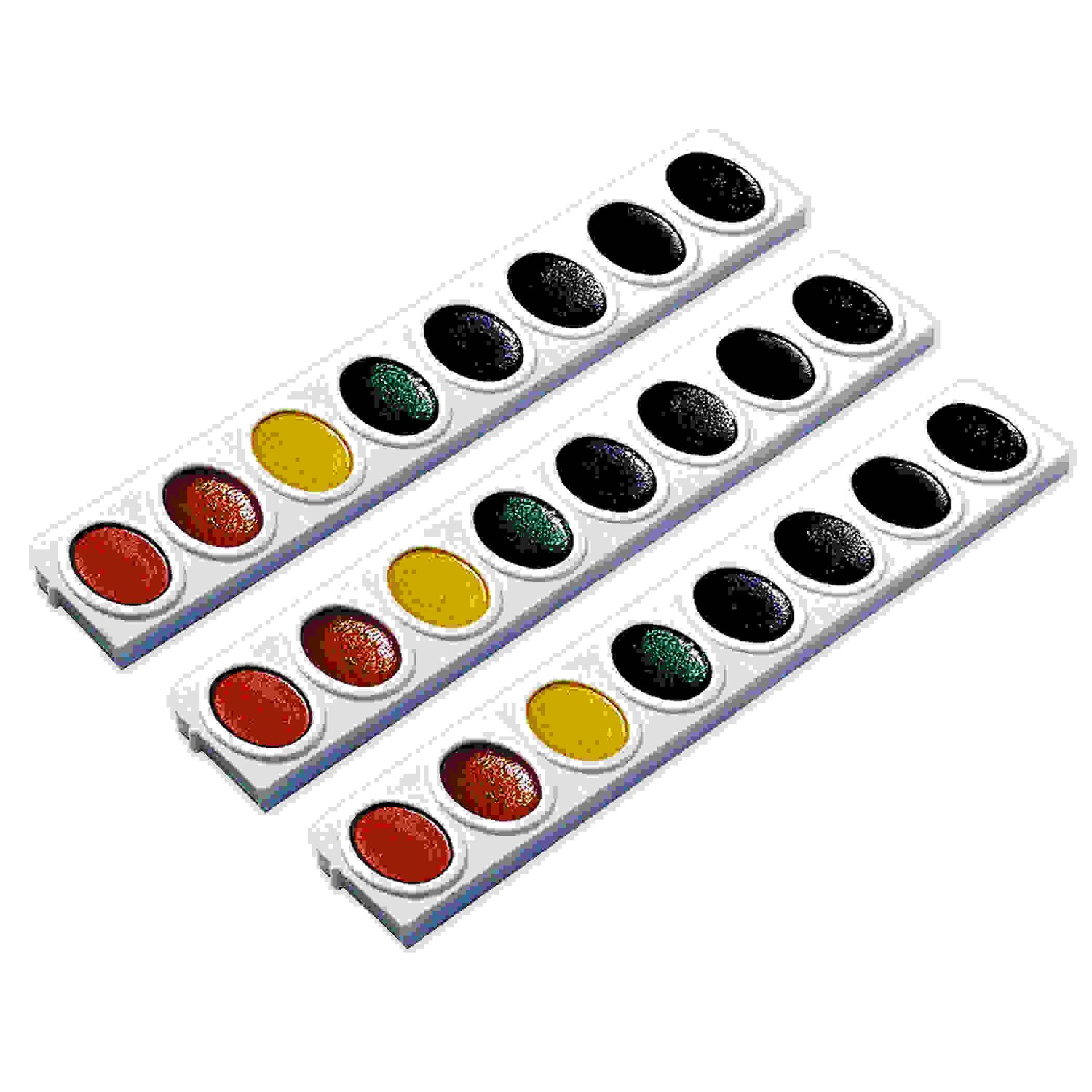 Watercolors, Oval Pan Refill Tray, 8 Colors Per Tray, 3 Trays