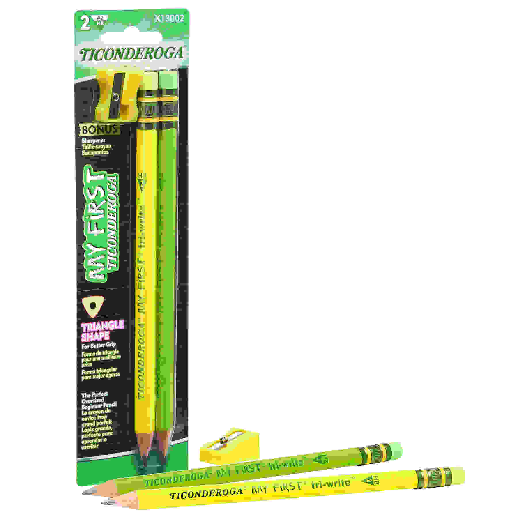 My First Tri-Write Wood-Cased Pencils, Neon Assorted, 2 Count