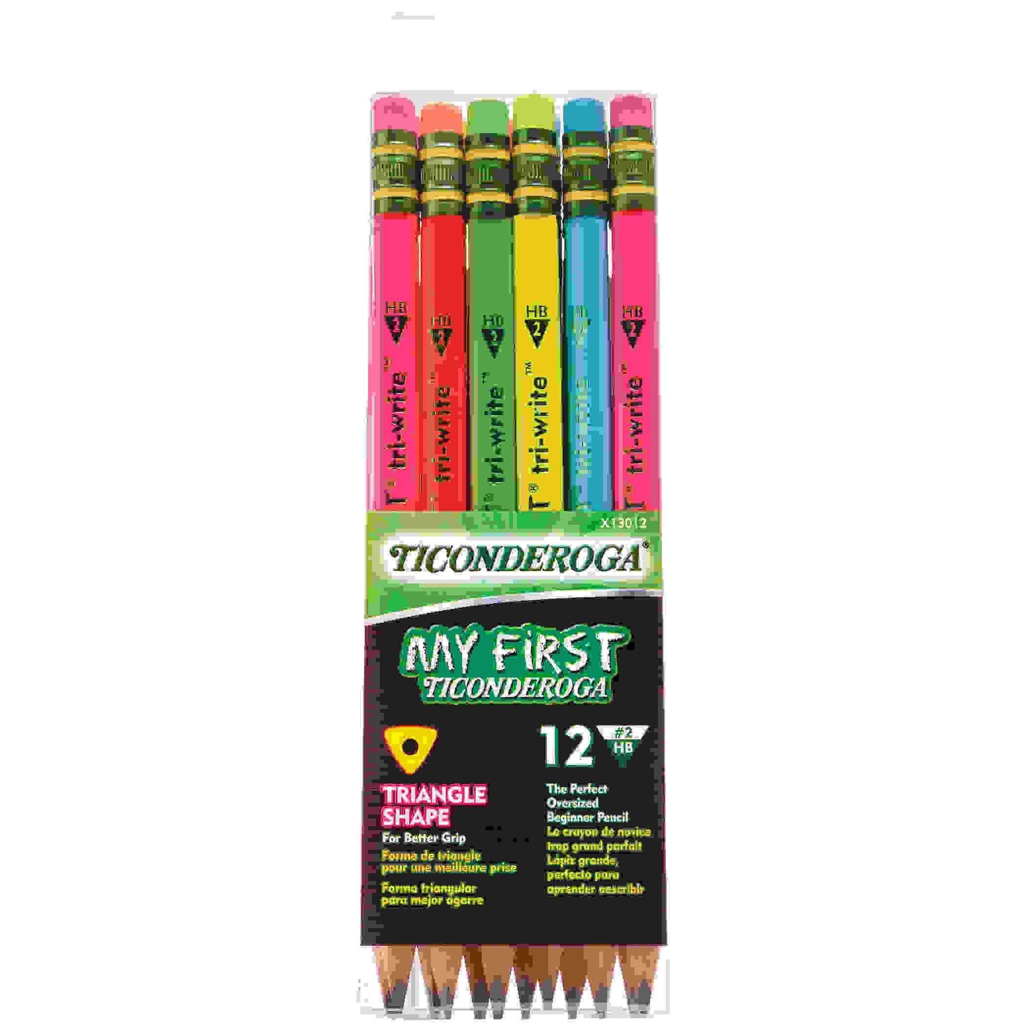 My First Tri-Write Wood-Cased Pencils, Neon Assorted, 12 Count
