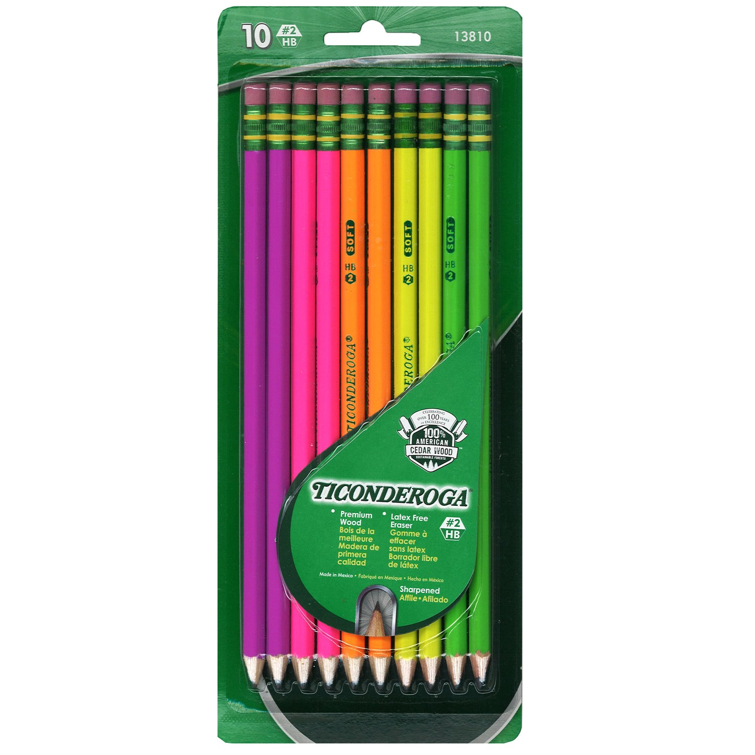 Premium Neon Wood Pencils, Pack of 10