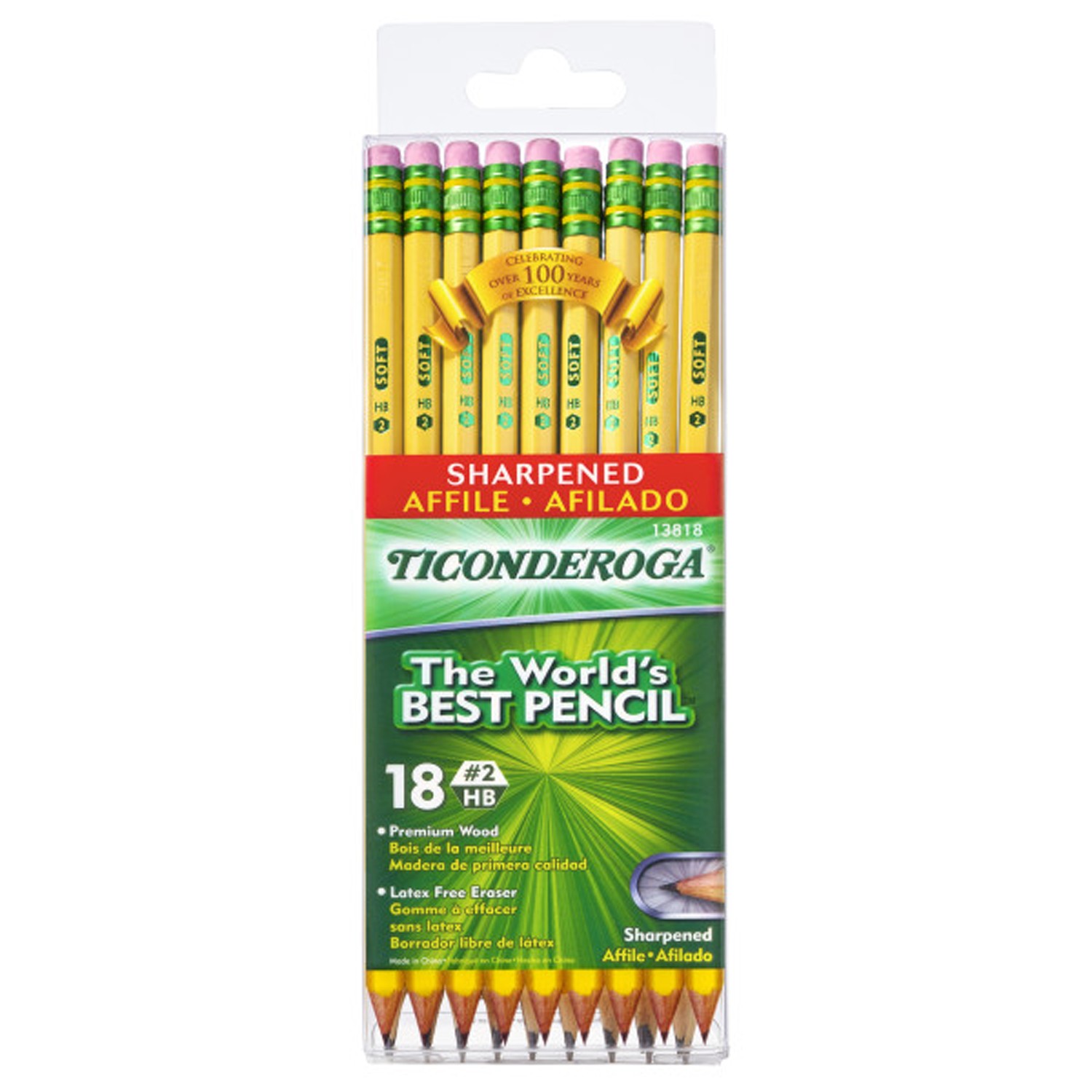Pencils, #2 Soft, Yellow, Presharpened, Pack of 18