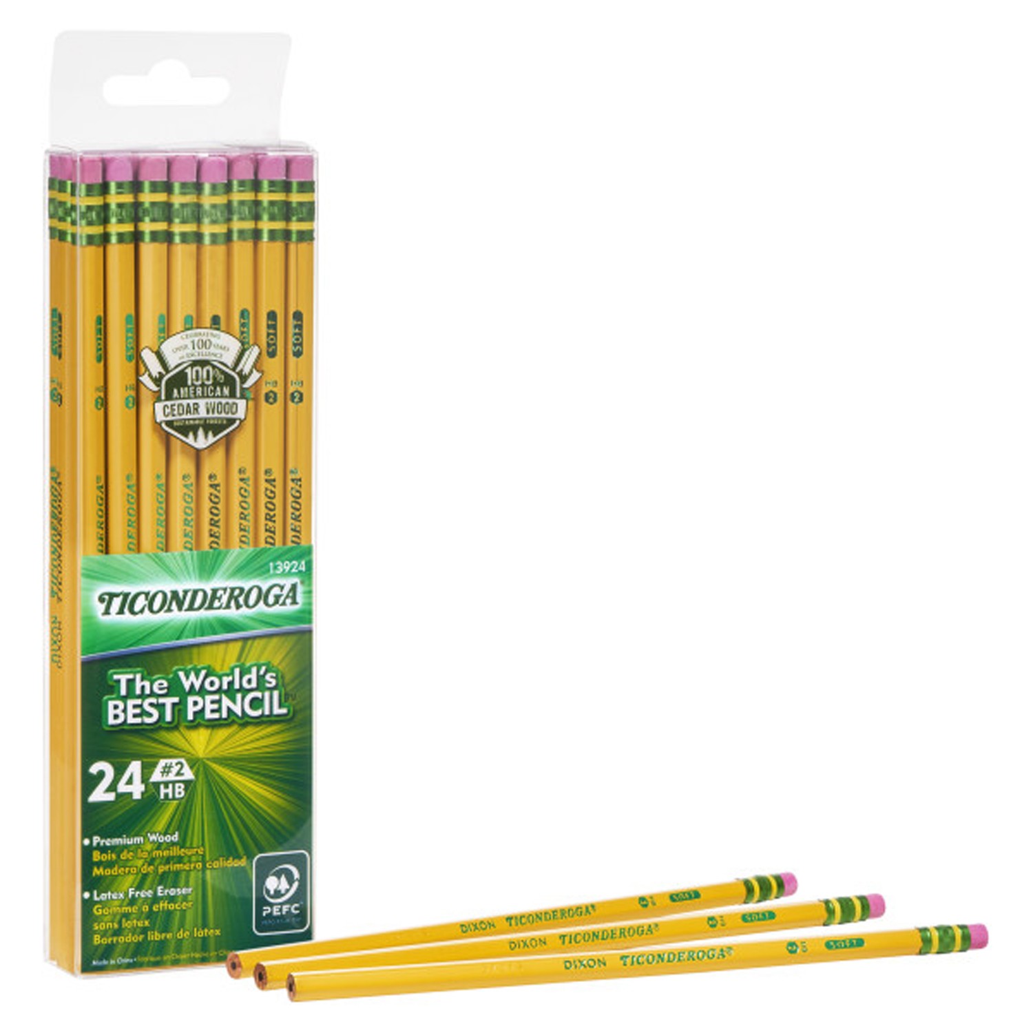 Pencils, #2 Soft, Yellow, Unsharpened, Pack of 24