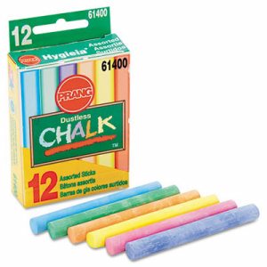 Hygieia Dustless Board Chalk, Assorted Colors, Pack of 12