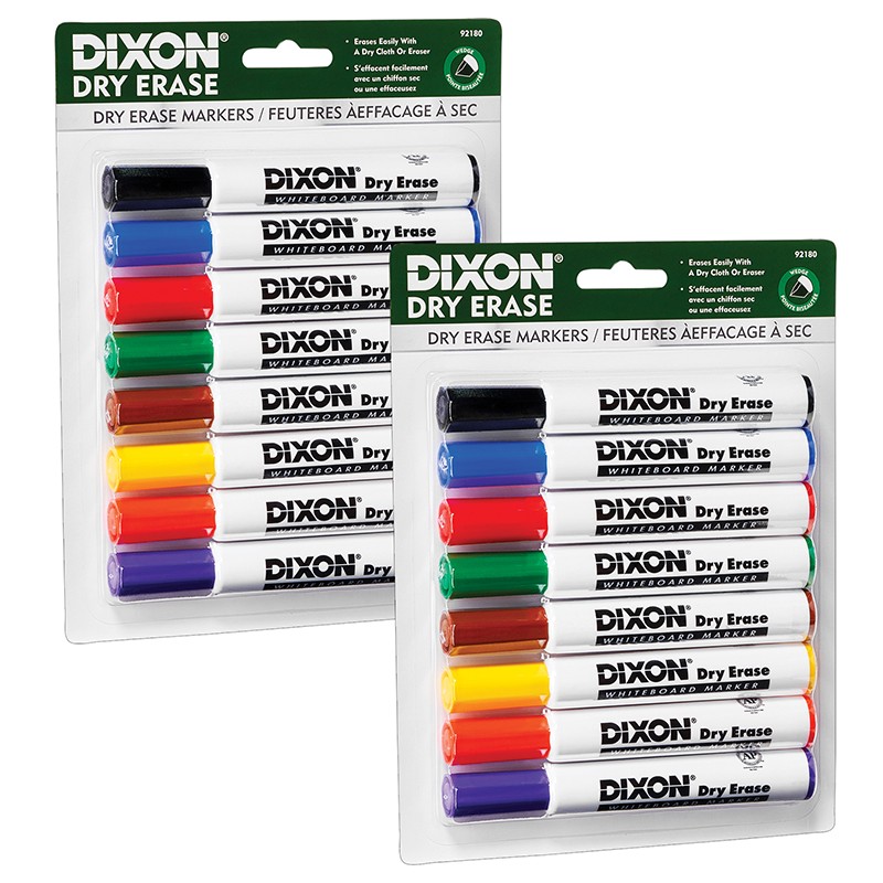 Dry Erase Markers Wedge Tip, 8 Colors Per Set, 2 Sets