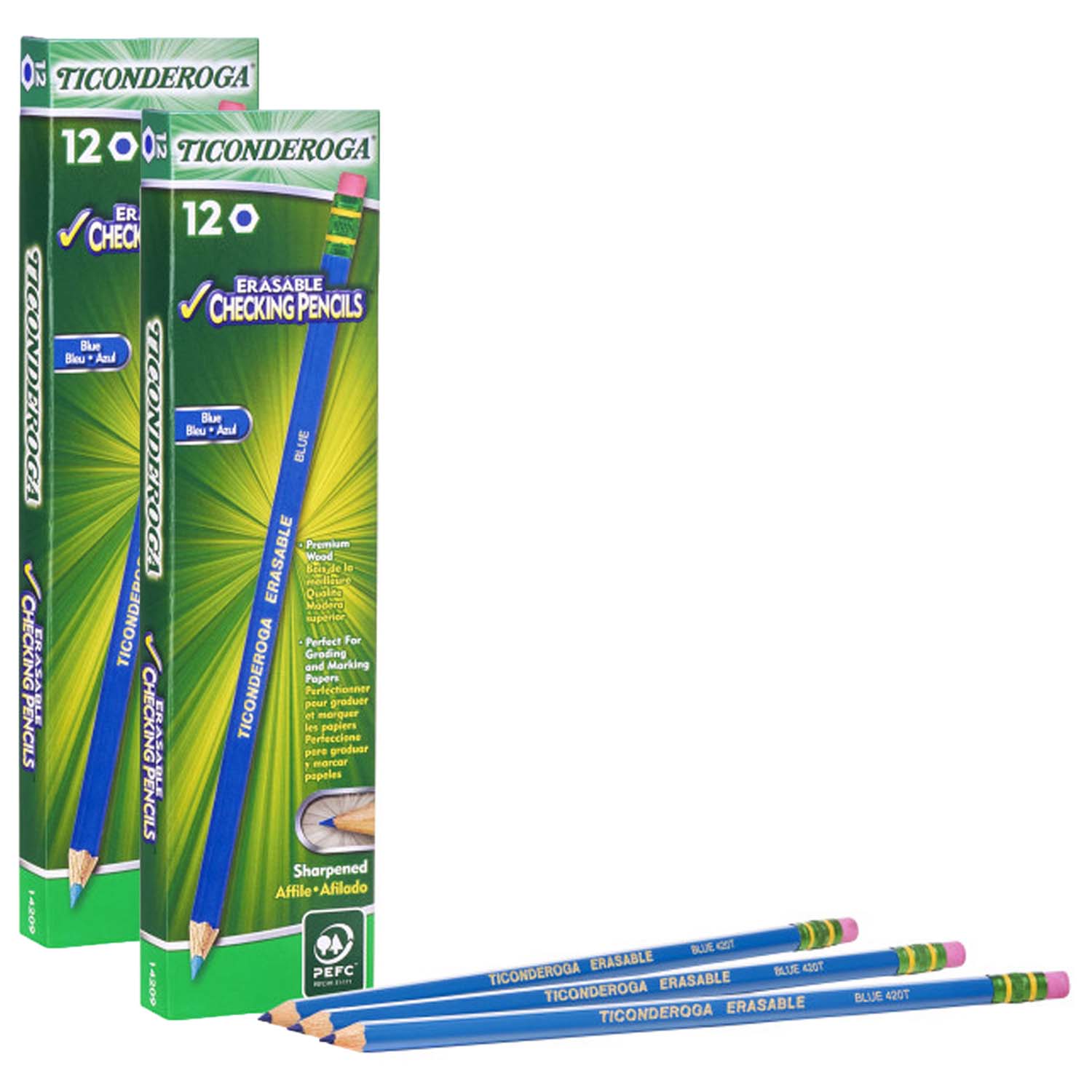 Erasable Colored Pencils, Blue, 12 Per Pack, 2 Packs