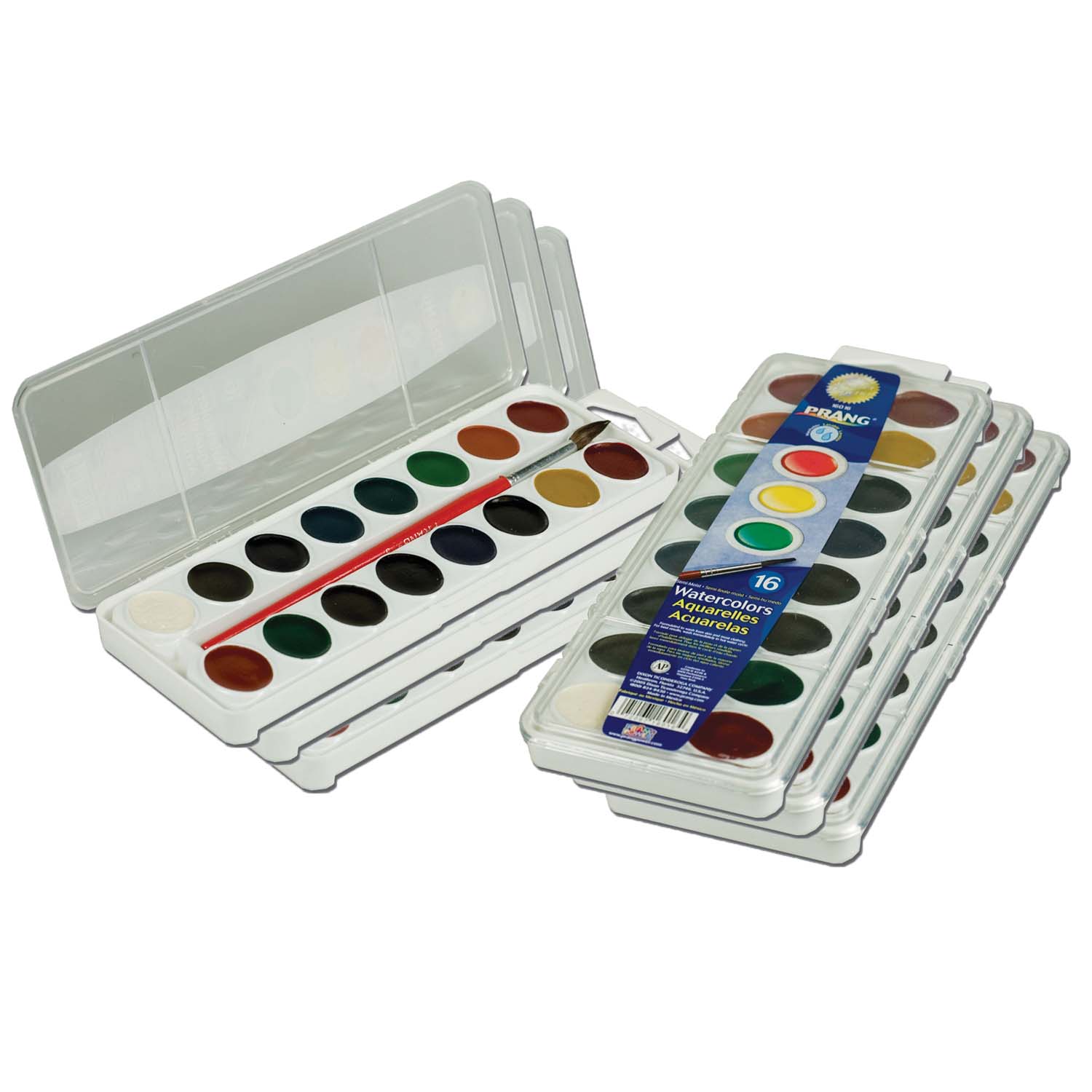 Semi-Moist Washable Watercolor Set, 16 Colors, 6 Sets