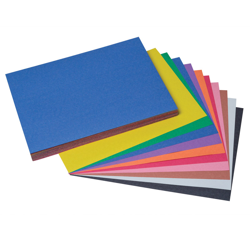 Construction Paper, 10 Assorted Colors, 9" x 12", 100 Sheets