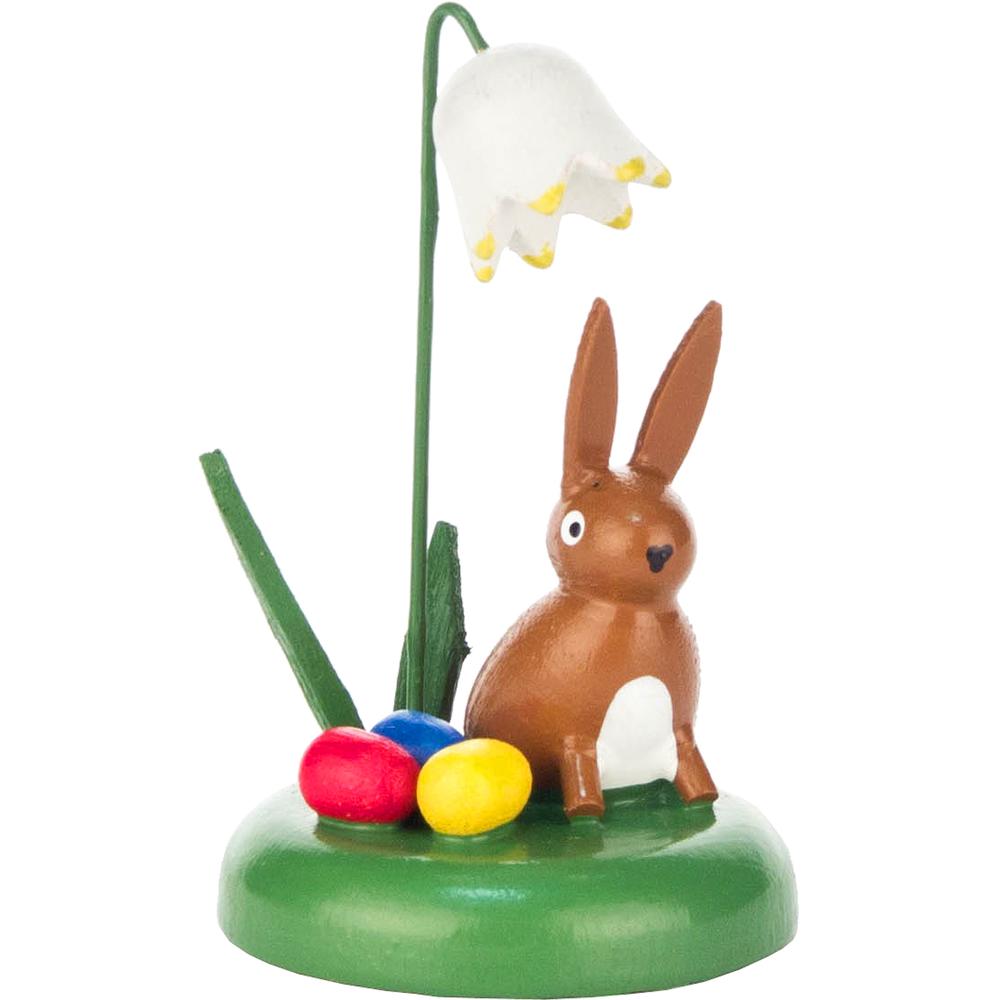 224-021-1 - Dregeno Easter Figure - Rabbit Under a Flower - 2"H x 1.25"W x 1.25"D