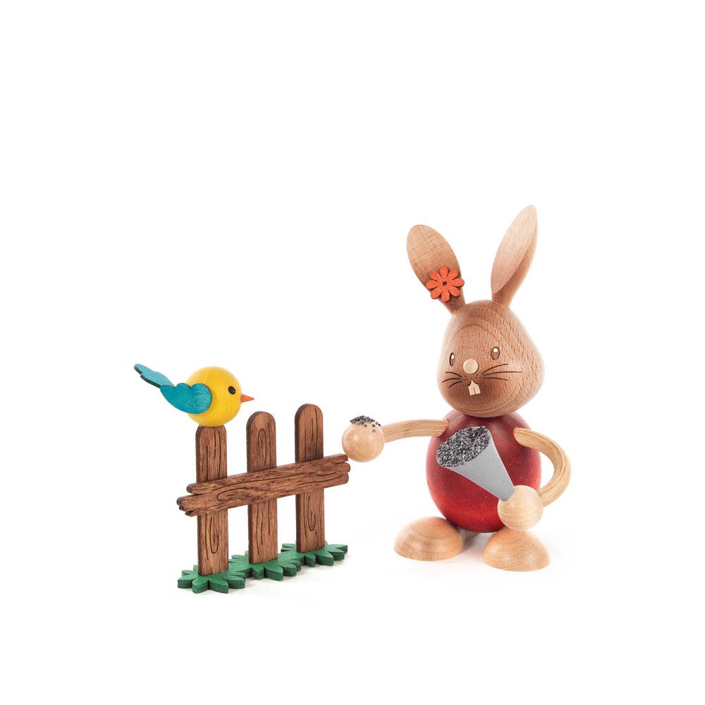 224-64823 - Dregeno Easter Figure - Bunny Feeding Bird - 5"H x 5"W x 3"D