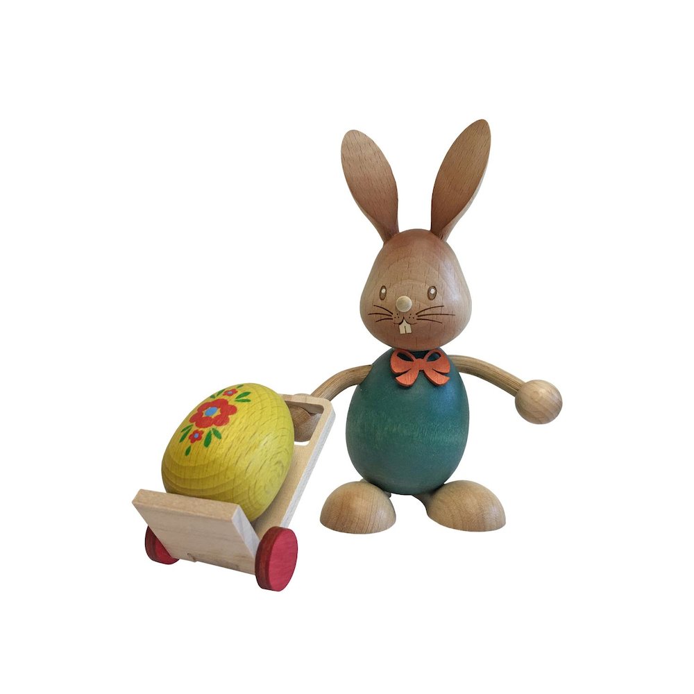 224-648-4 - Dregeno Easter Figure - Rabbit With Trolley - 5.25"H x 5"W x 4.5"D