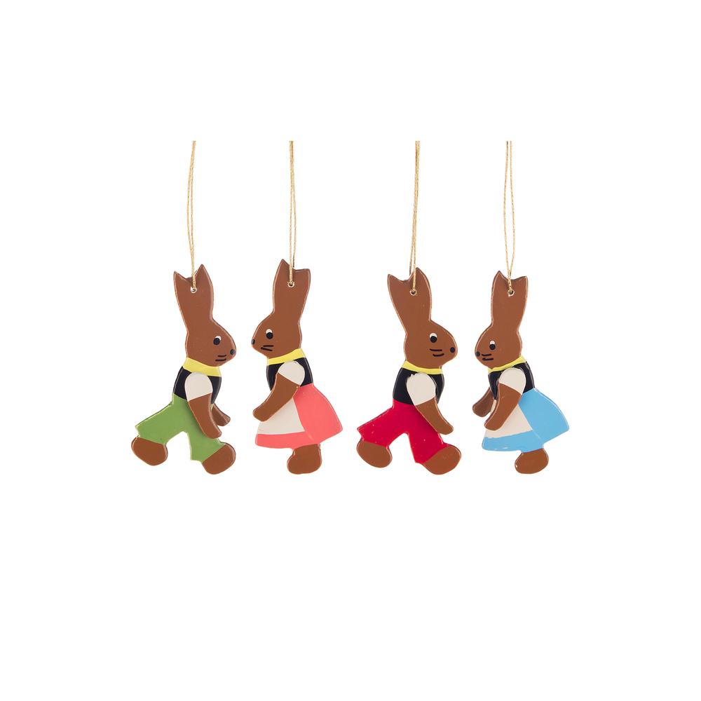Dregeno Easter Ornament - Rabbits set 4 - 2.25"H x 1"W x .25"D