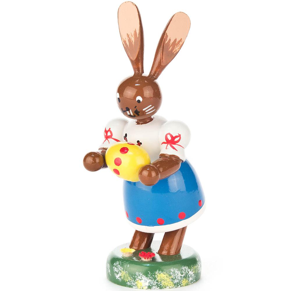 Dregeno Easter Figure - Bunny Lady with Egg Basket - 4"H x 2"W x 1.5"D