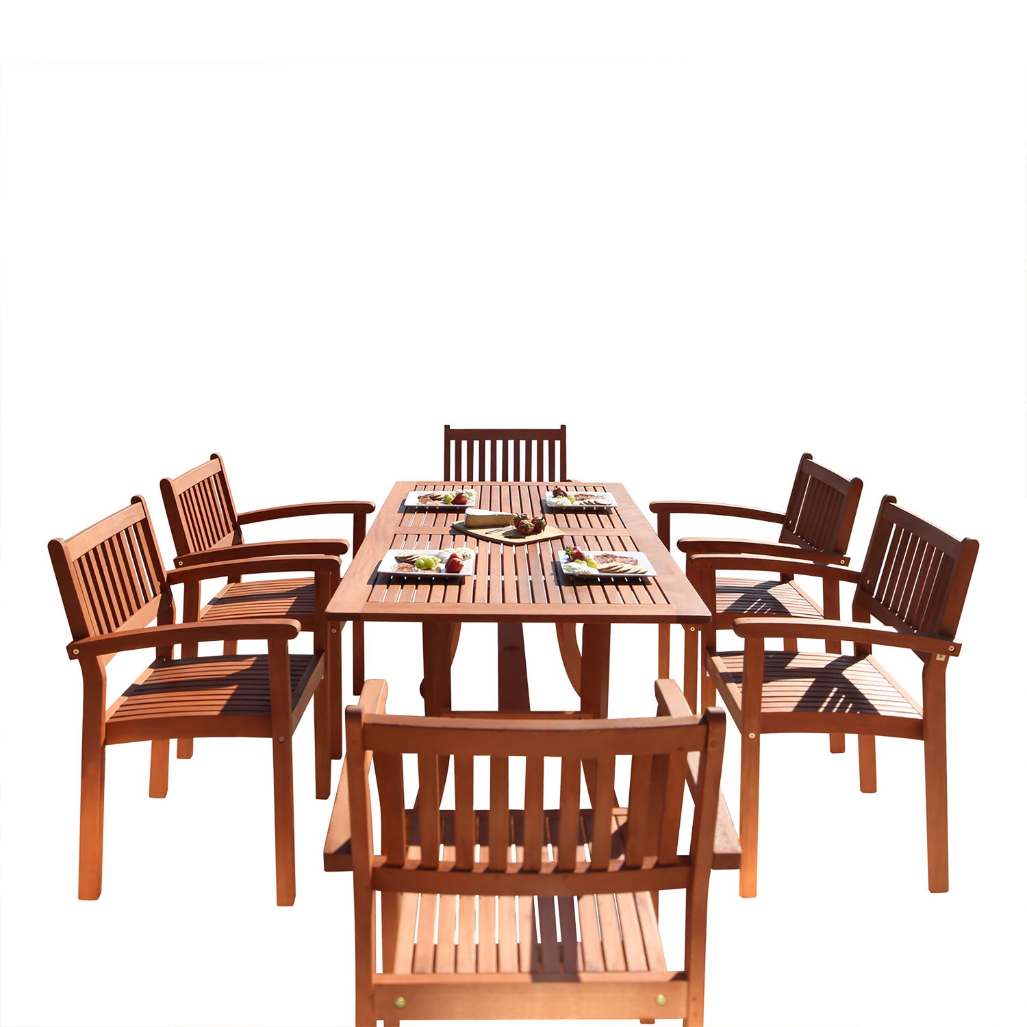 Malibu Outdoor 7-piece Wood Patio Dining Set with Stacking Chairs