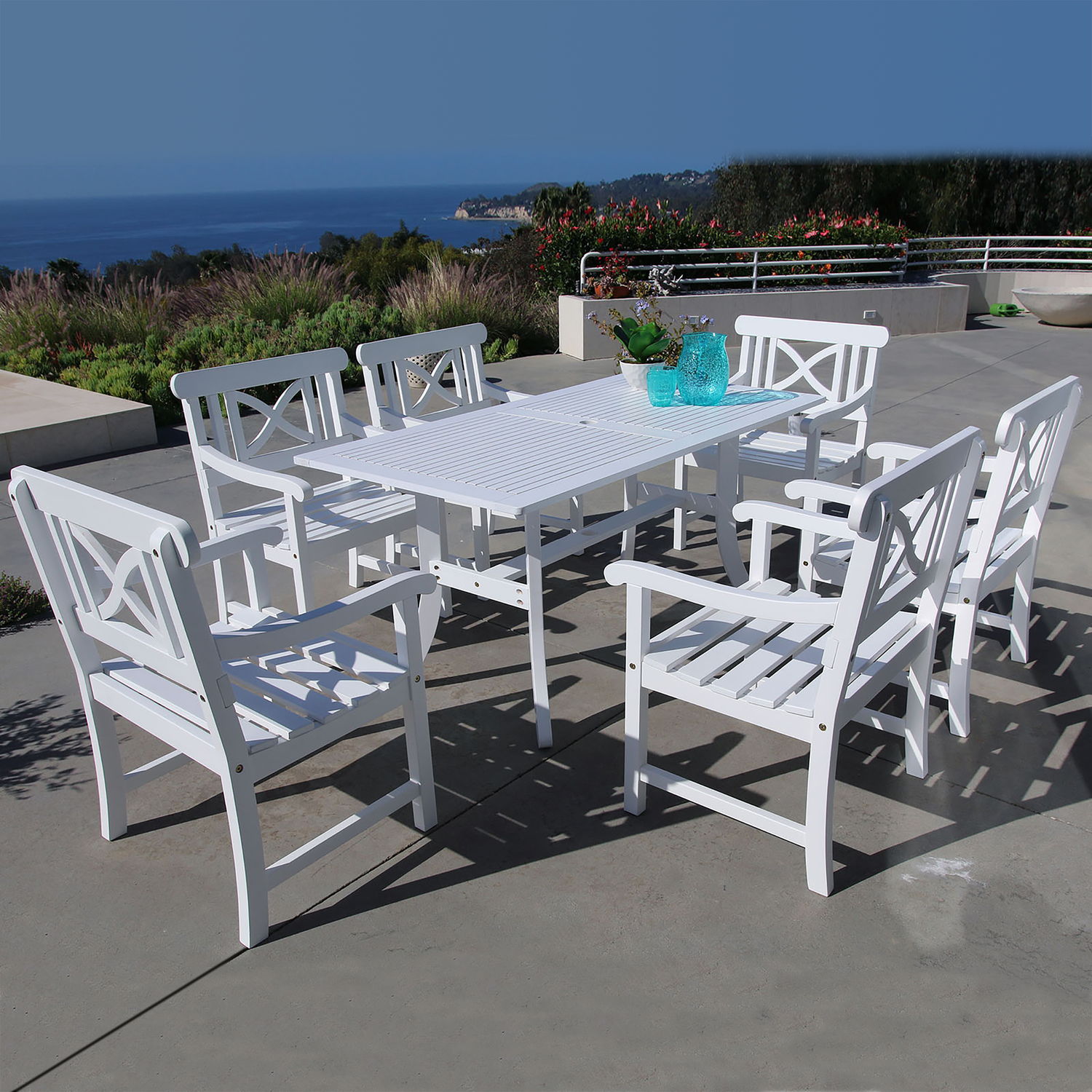 Bradley Outdoor 7-piece Wood Patio Dining Set in White