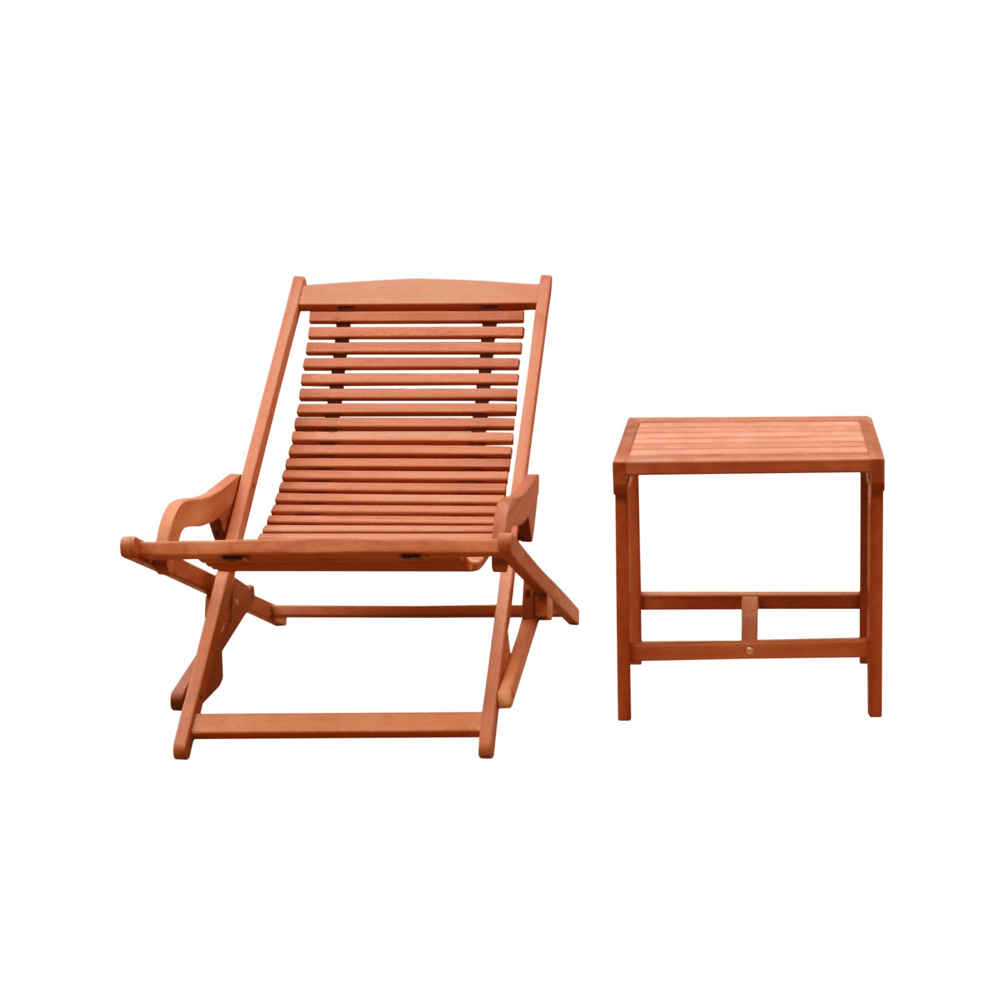 Malibu Wood Outdoor Patio 2-Piece Chaise Lounge Set