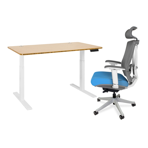 Home Office Height Adjustable Standing Desk and Ergonomic Chair Combo, Motivated Set