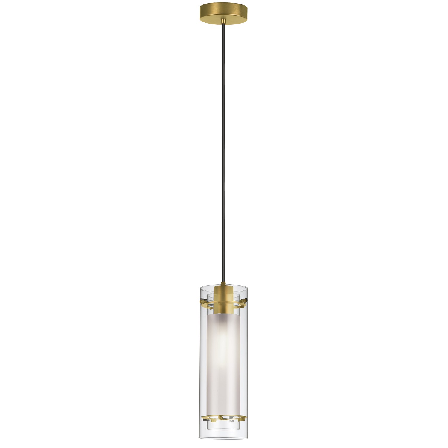 1 Light Incandescent Pendant, Aged Brass with Clear / Frosted Glass