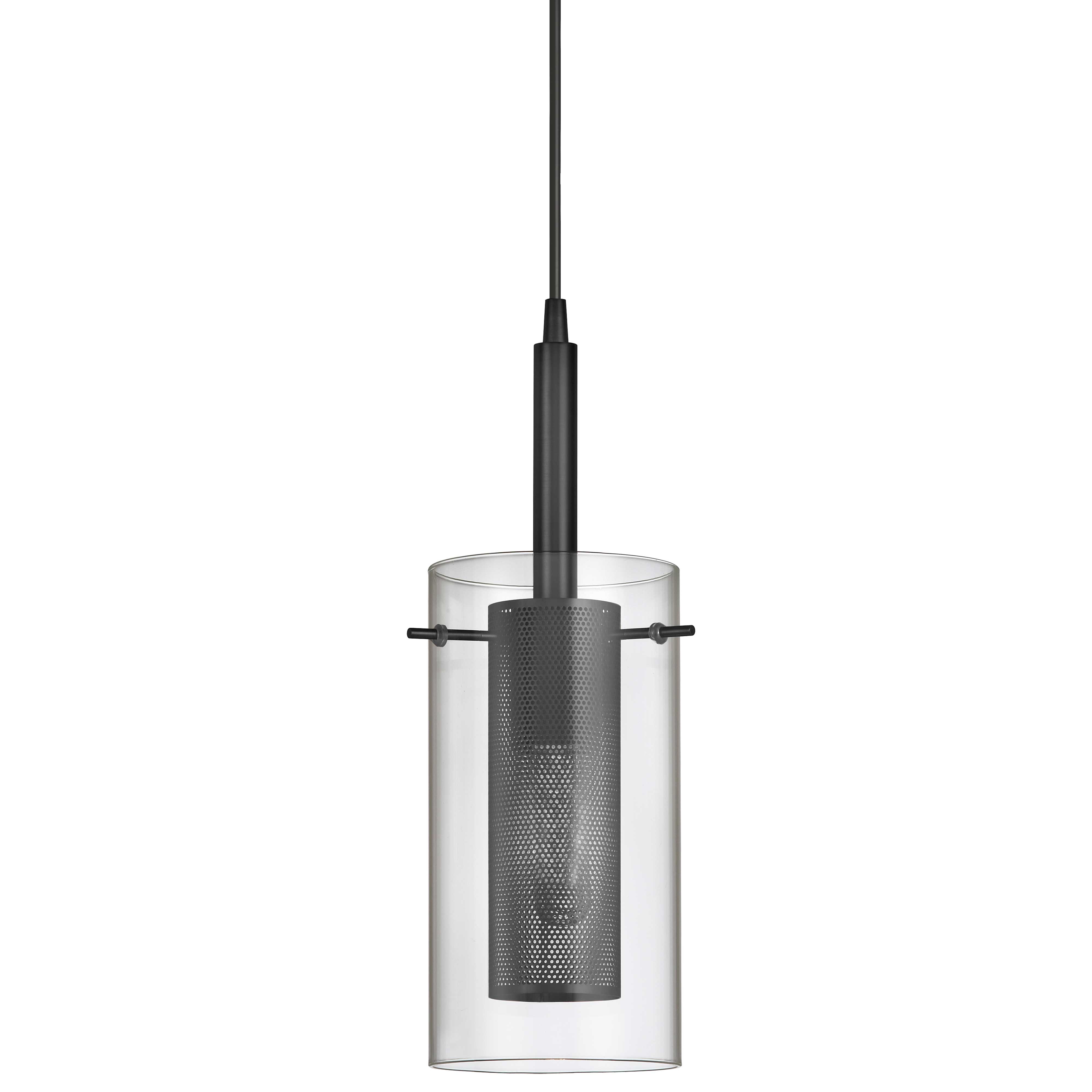 1 Light Incandescent Pendant, Matte Black with Clear Glass