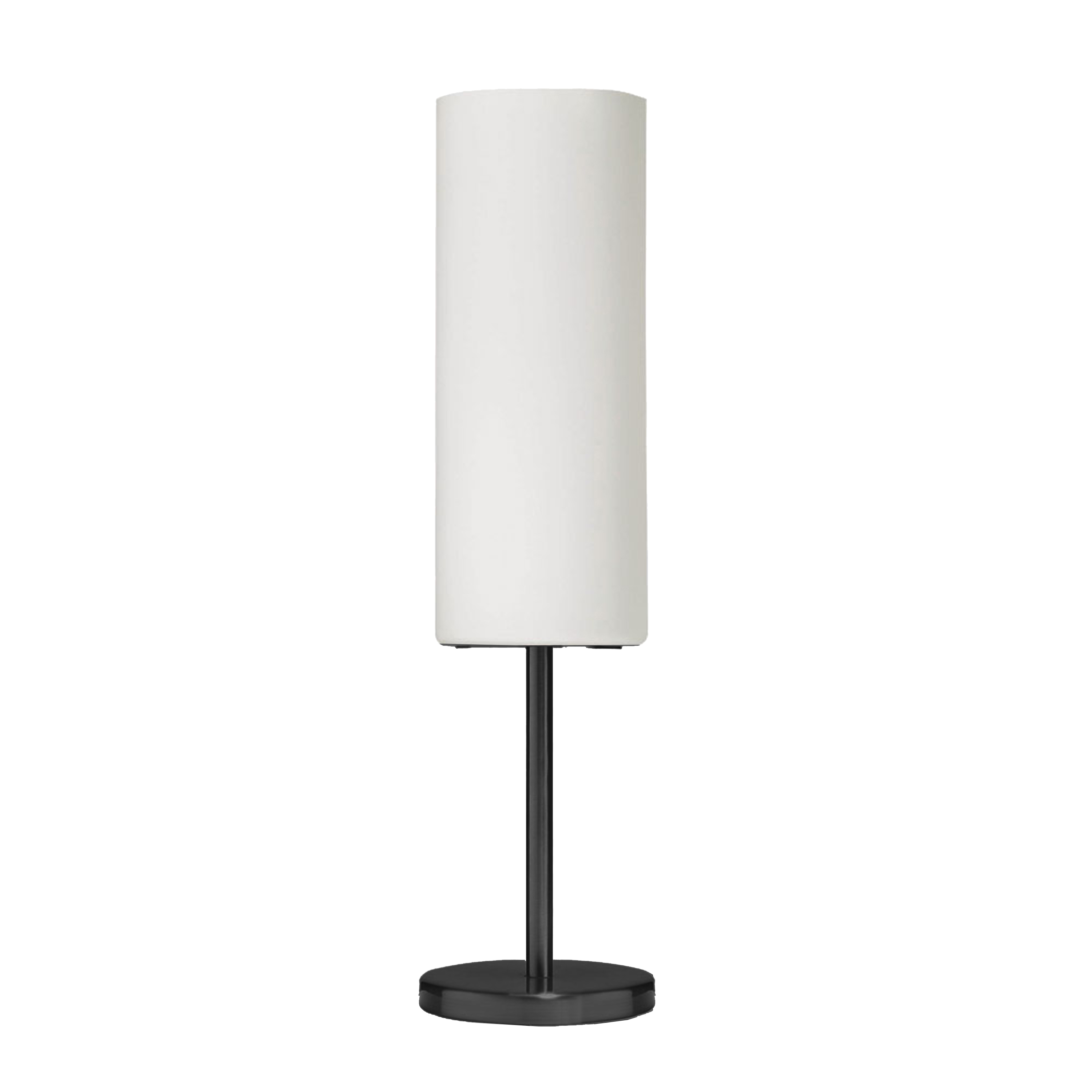 1 Light Incandescent Table Lamp, Matte Black with White Glass