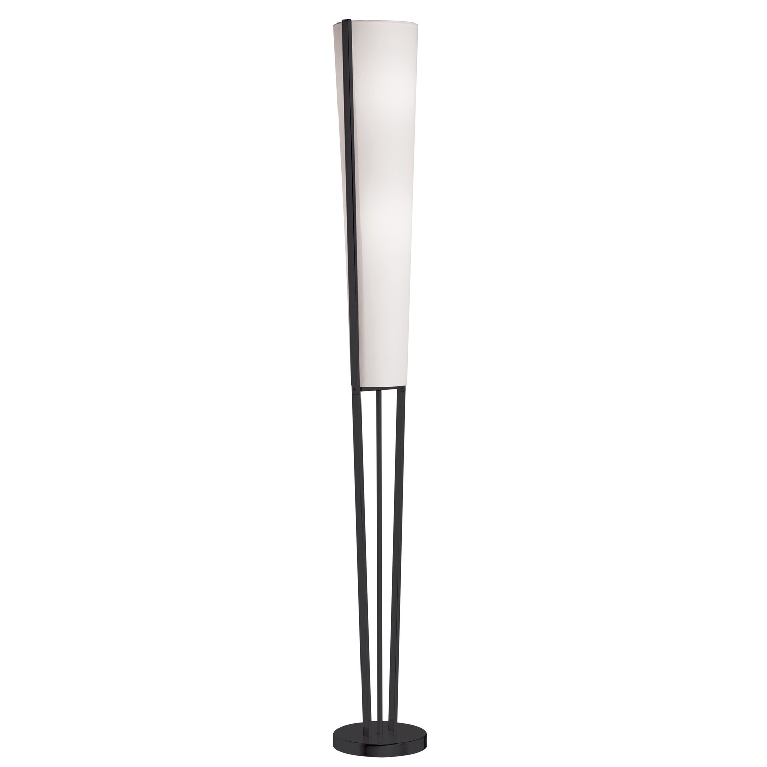 2 Light Incandescent Floor Lamp, Matte Black with White Shade