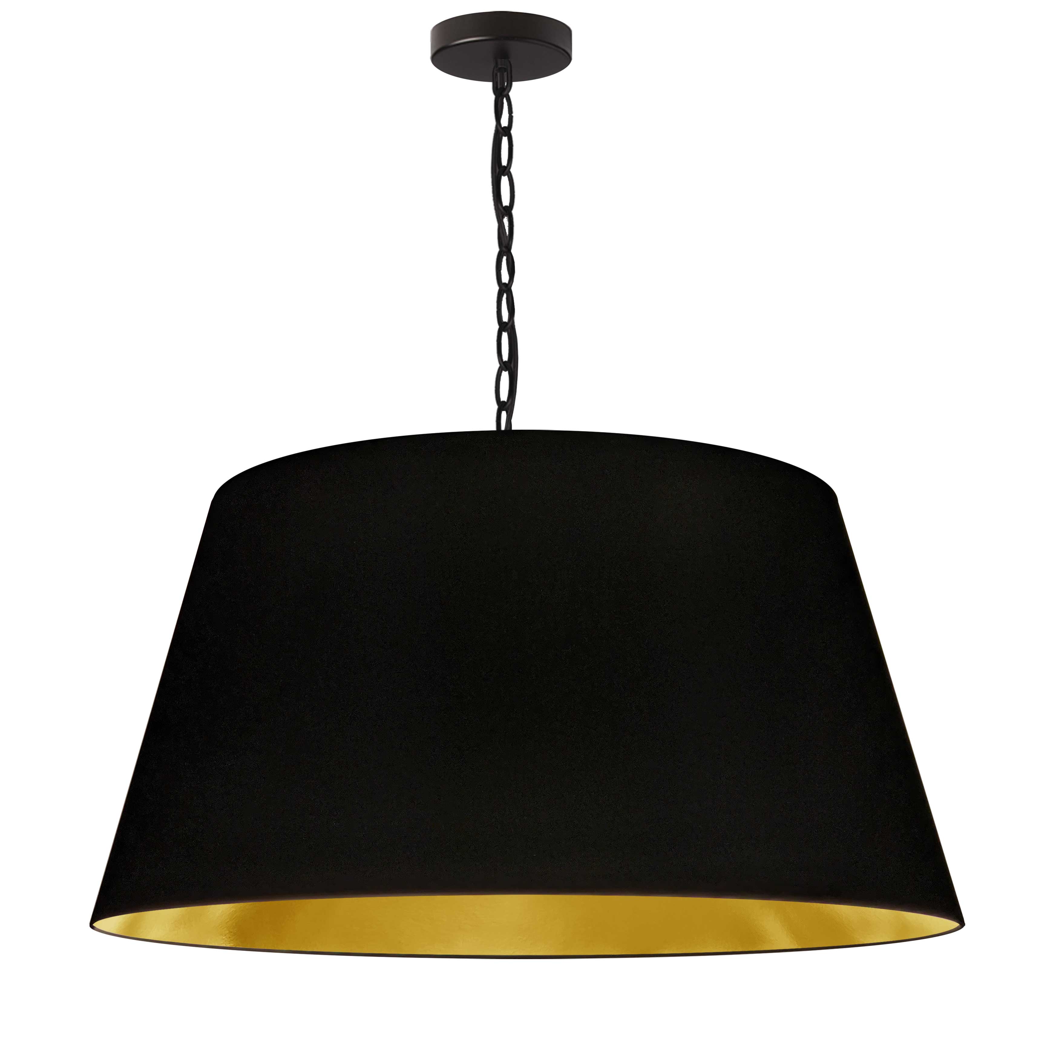 1 Light Brynn Large Pendant, Black/Gold Shade, Black