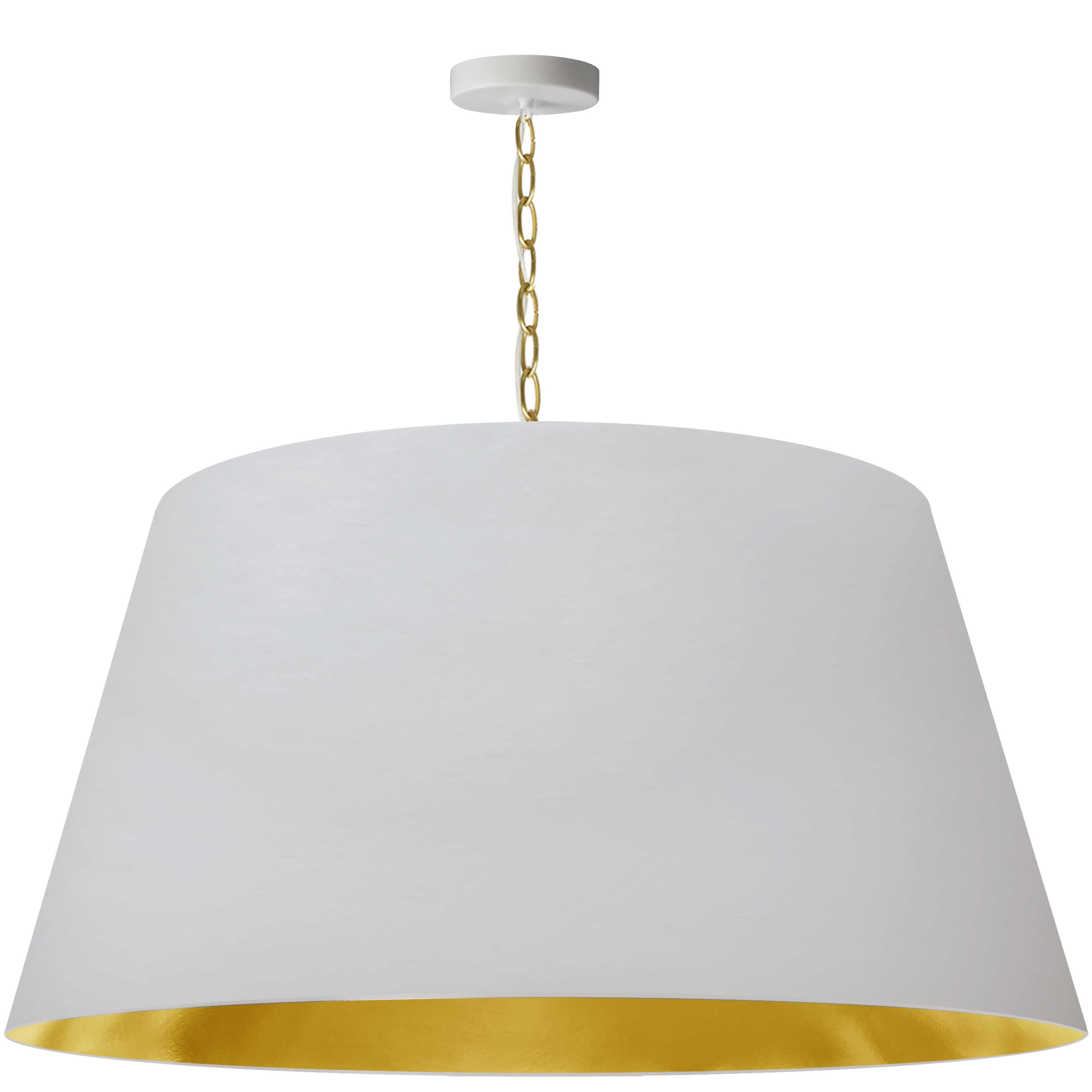 1 Light Brynn Extra Large Pendant, White/Gold Shade, Aged Brass