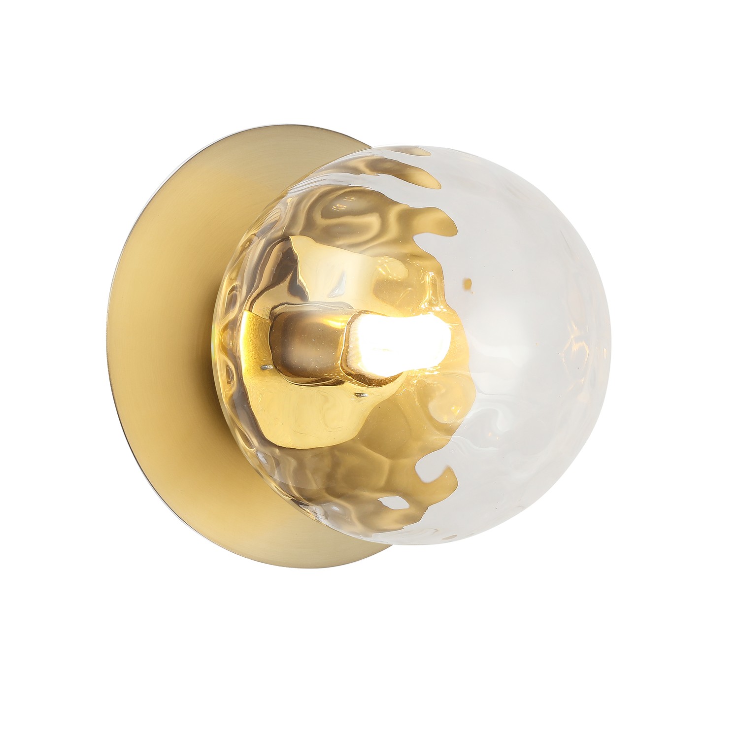 1 Light Incandescent Wall Sconce, Aged Brass with Clear Glass