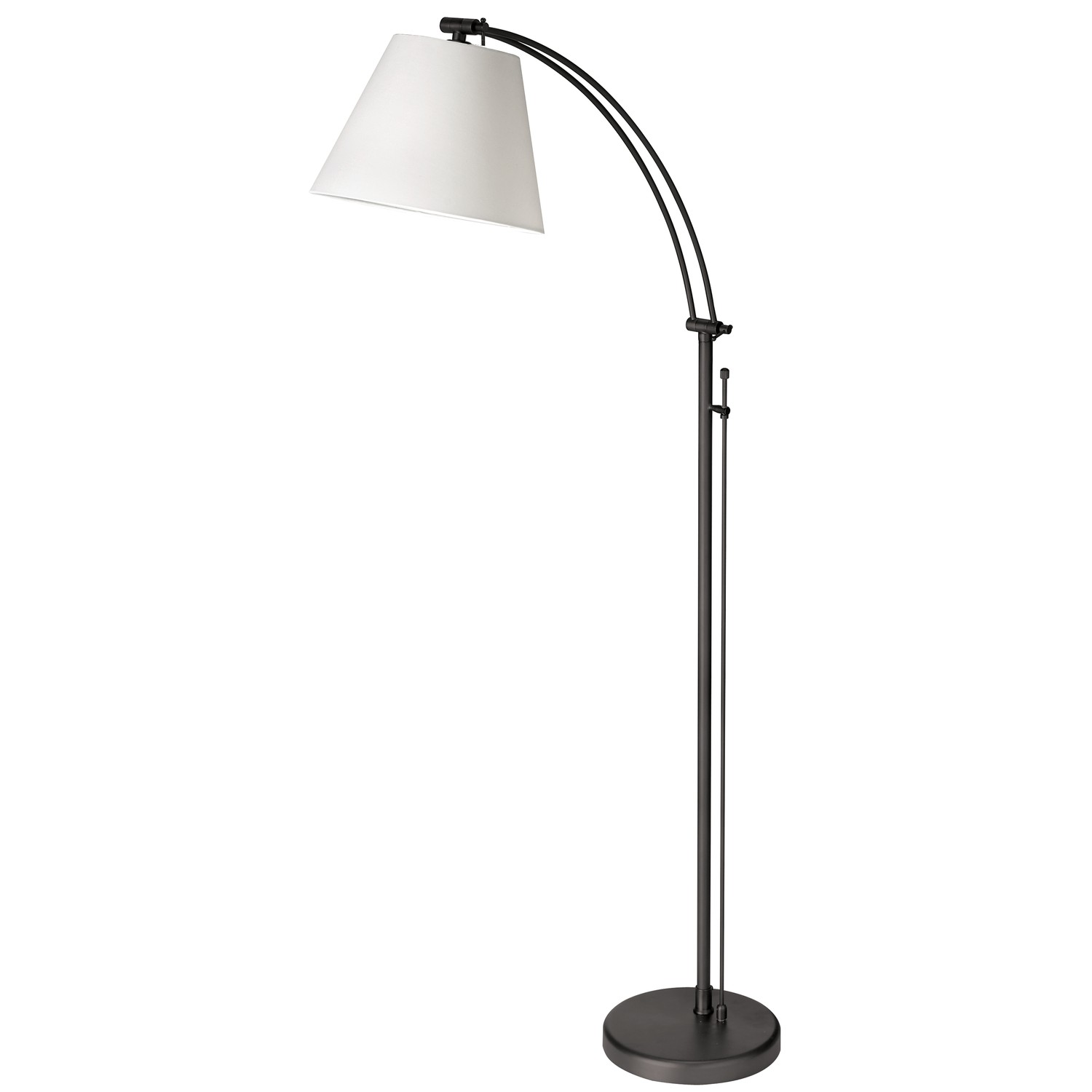 1 Light Incandescent Adjustable Floor Lamp, Matte Black with White Shade