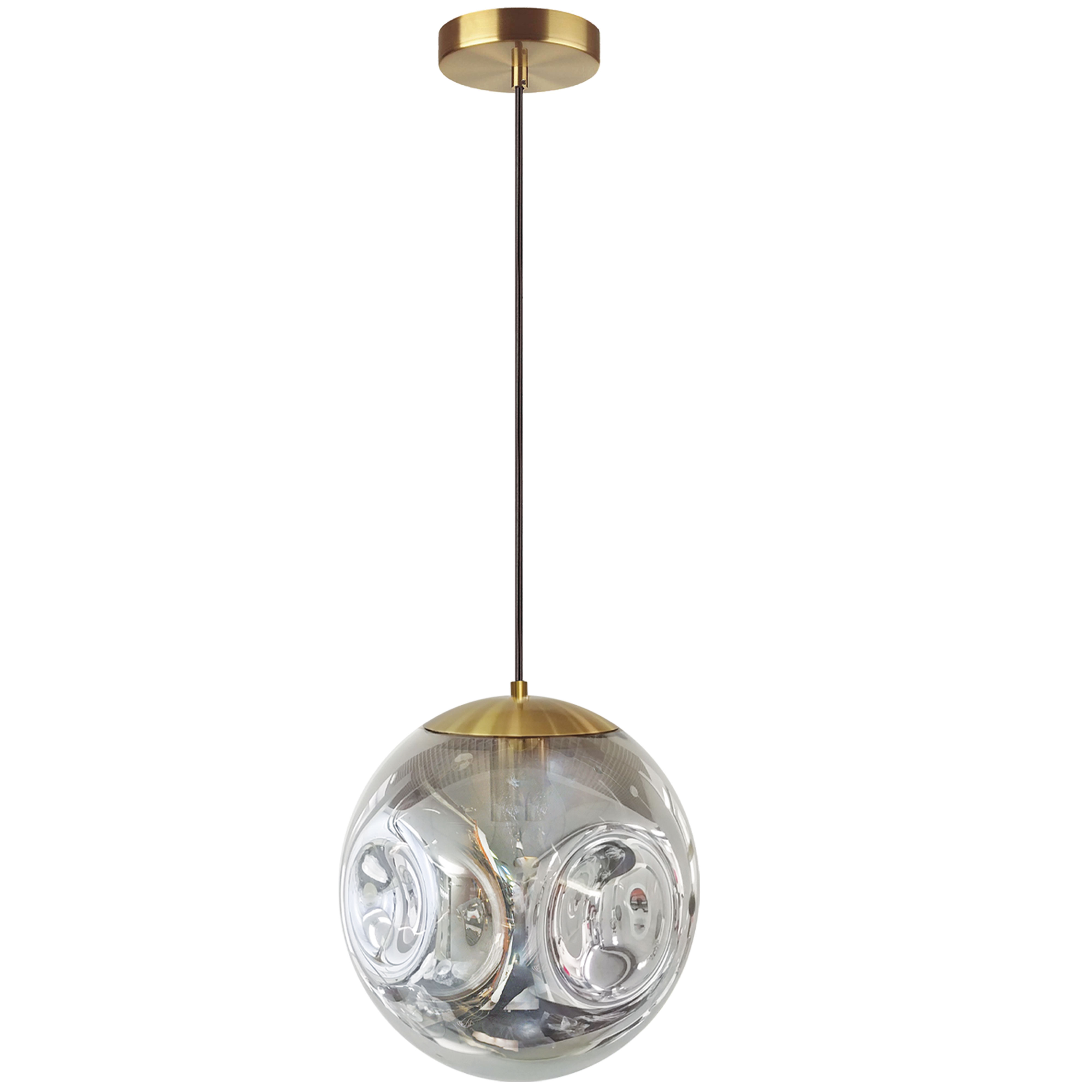 1 Light Incandescent Pendant, Aged Brass Finish with Smoked Glass