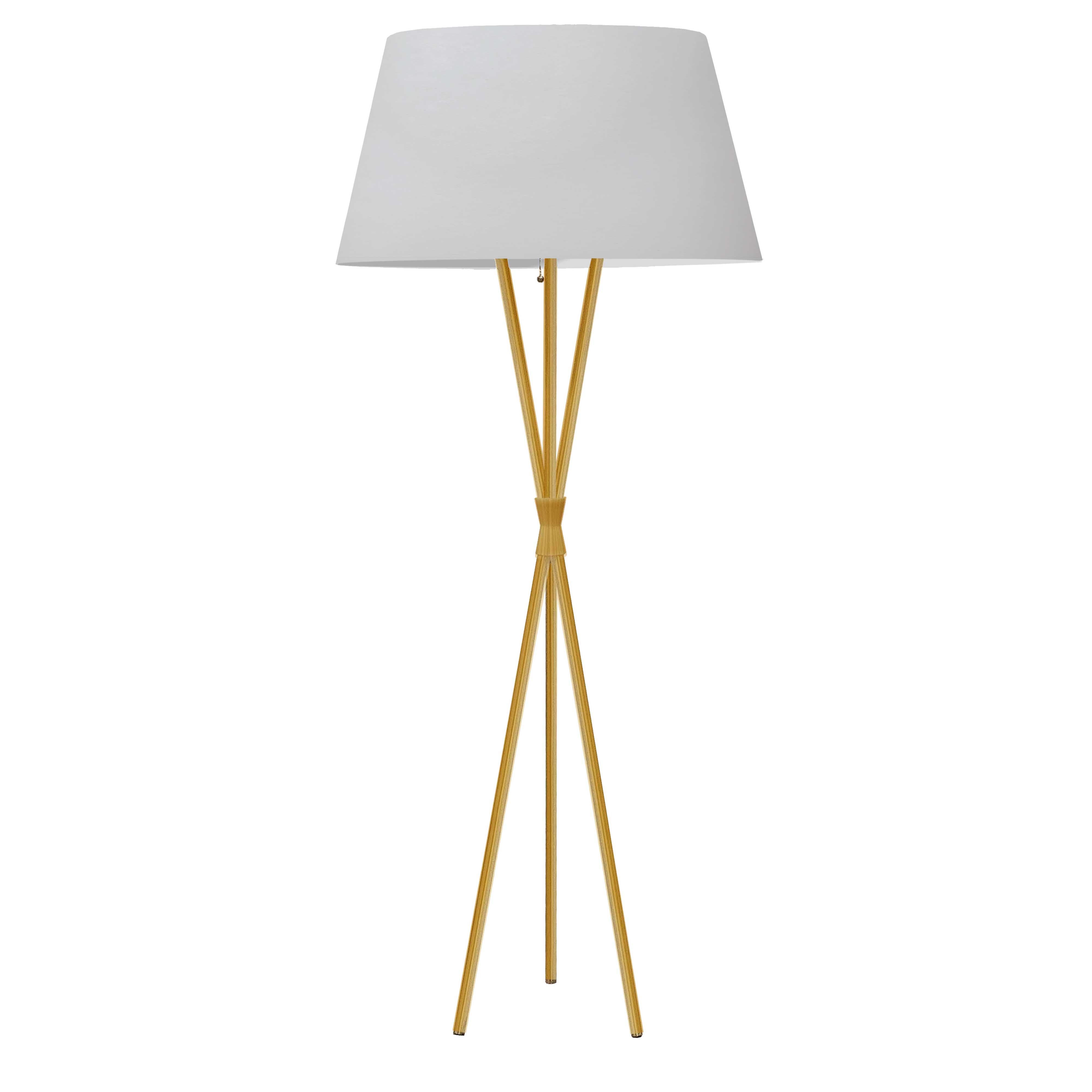 1 Light Incandescent Aged Brass Floor Lamp w/ White Shade