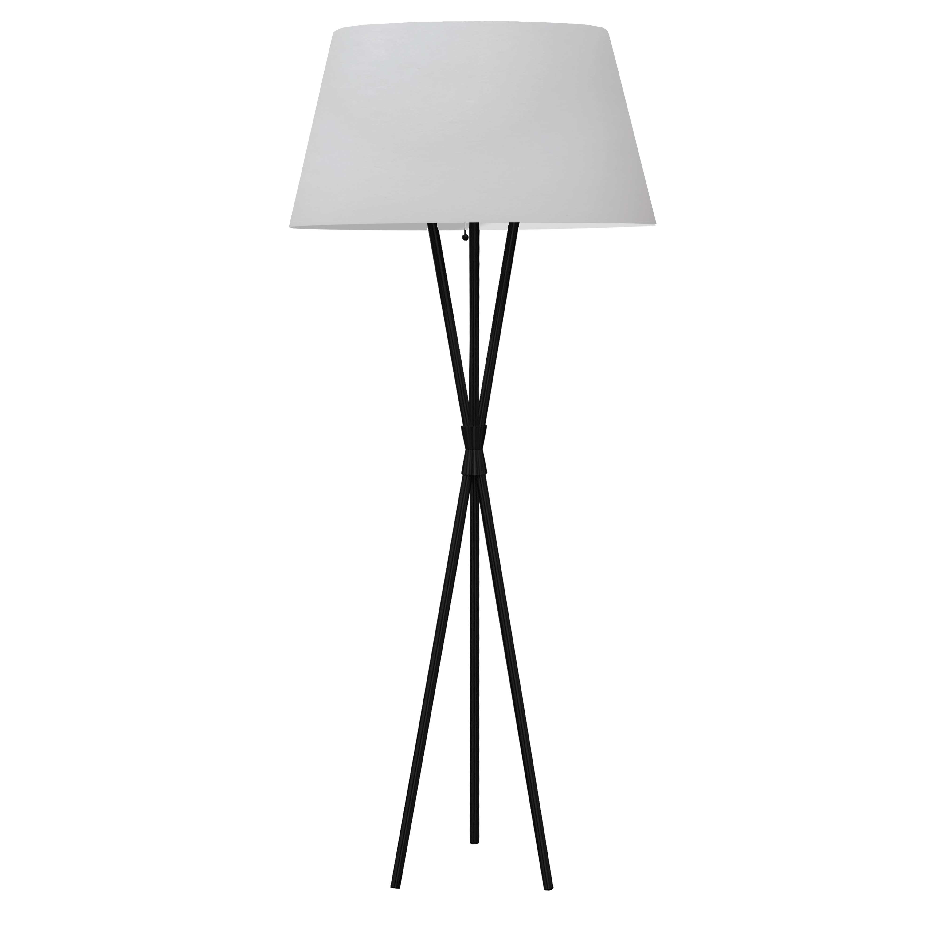 1 Light Incandescent Matte Black Floor Lamp w/ White Shade