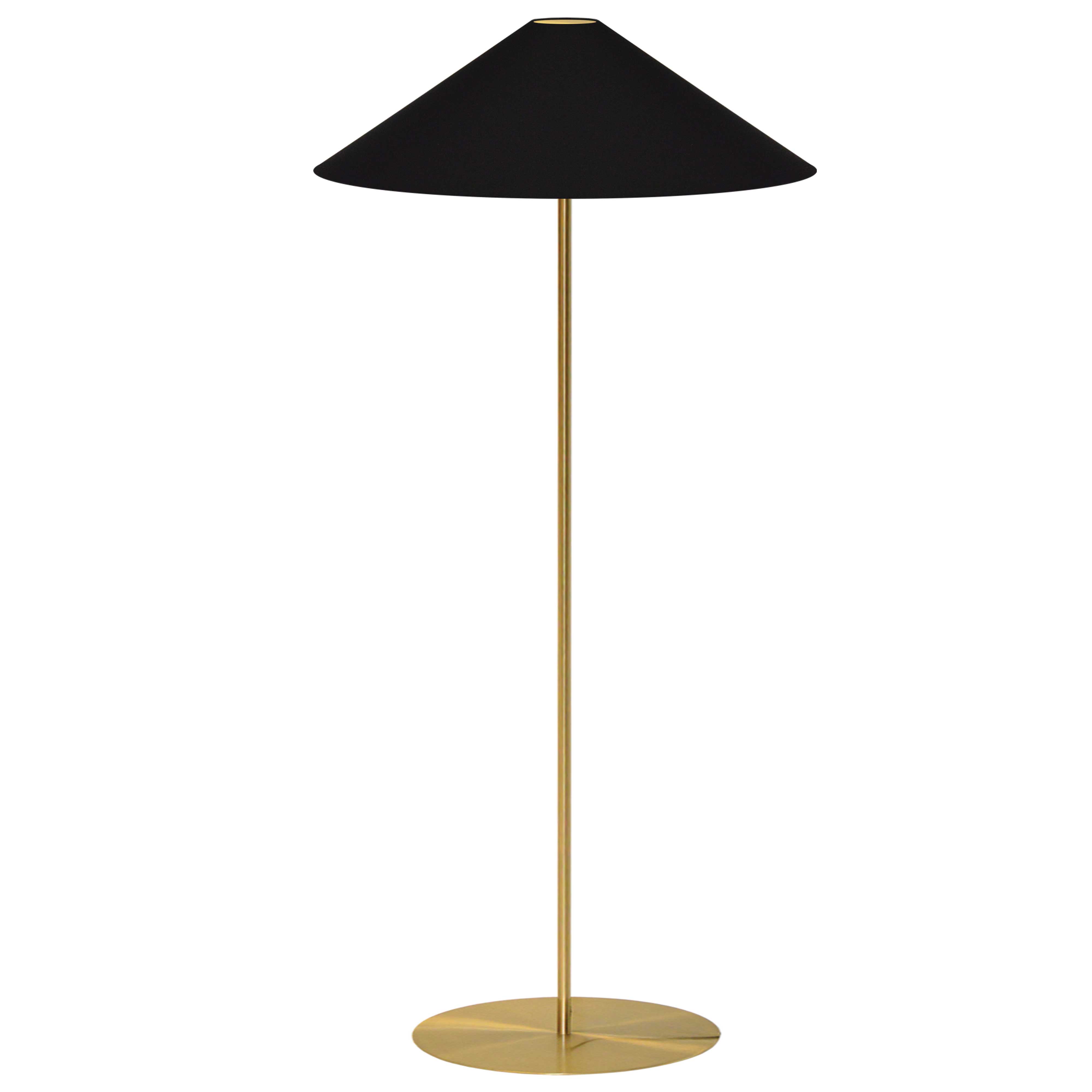1 Light Floor Lamp w/ Black-Gold Tapered Shade