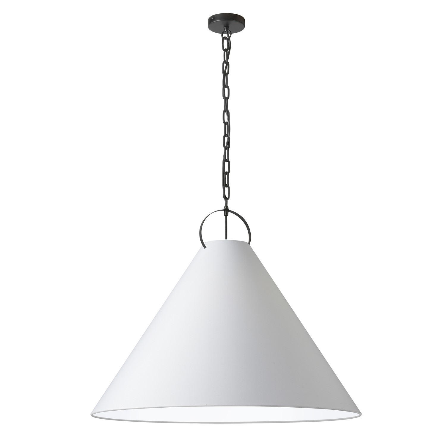 1 Light Incandescent Pendant, Matte Black with White Shade