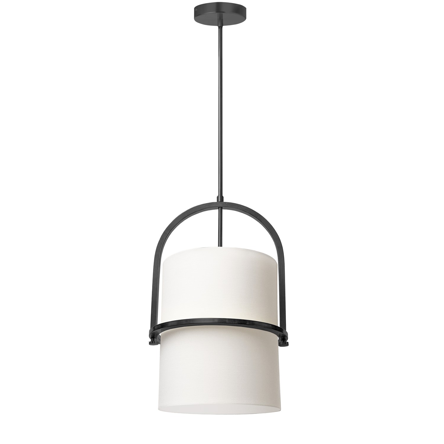 1 Light Incandescent Pendant, Matte Black with White Shade