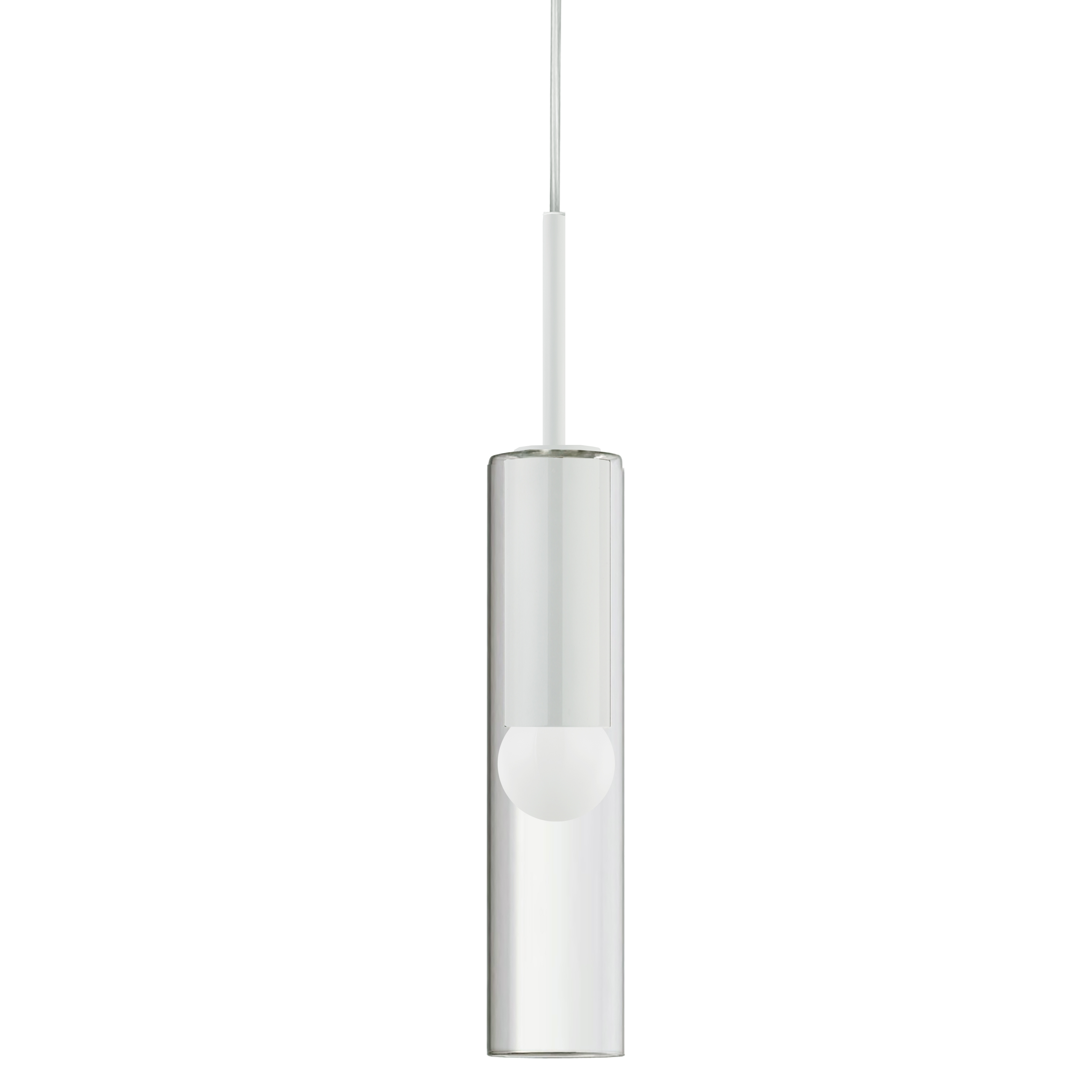 1 Light Incandescent Pendant, Matte White with Clear Glass