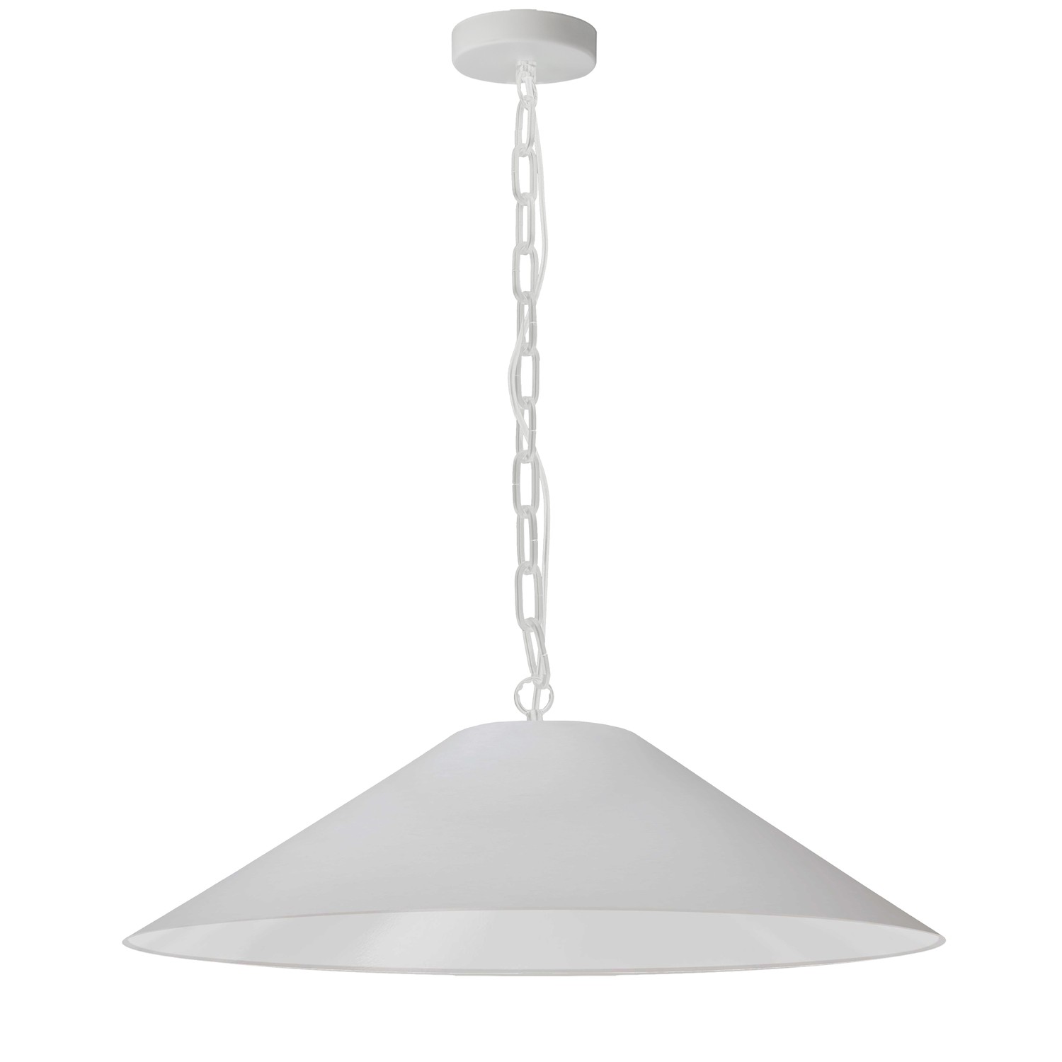 1 Light Incandescent Pendant, Matte White with White Shade