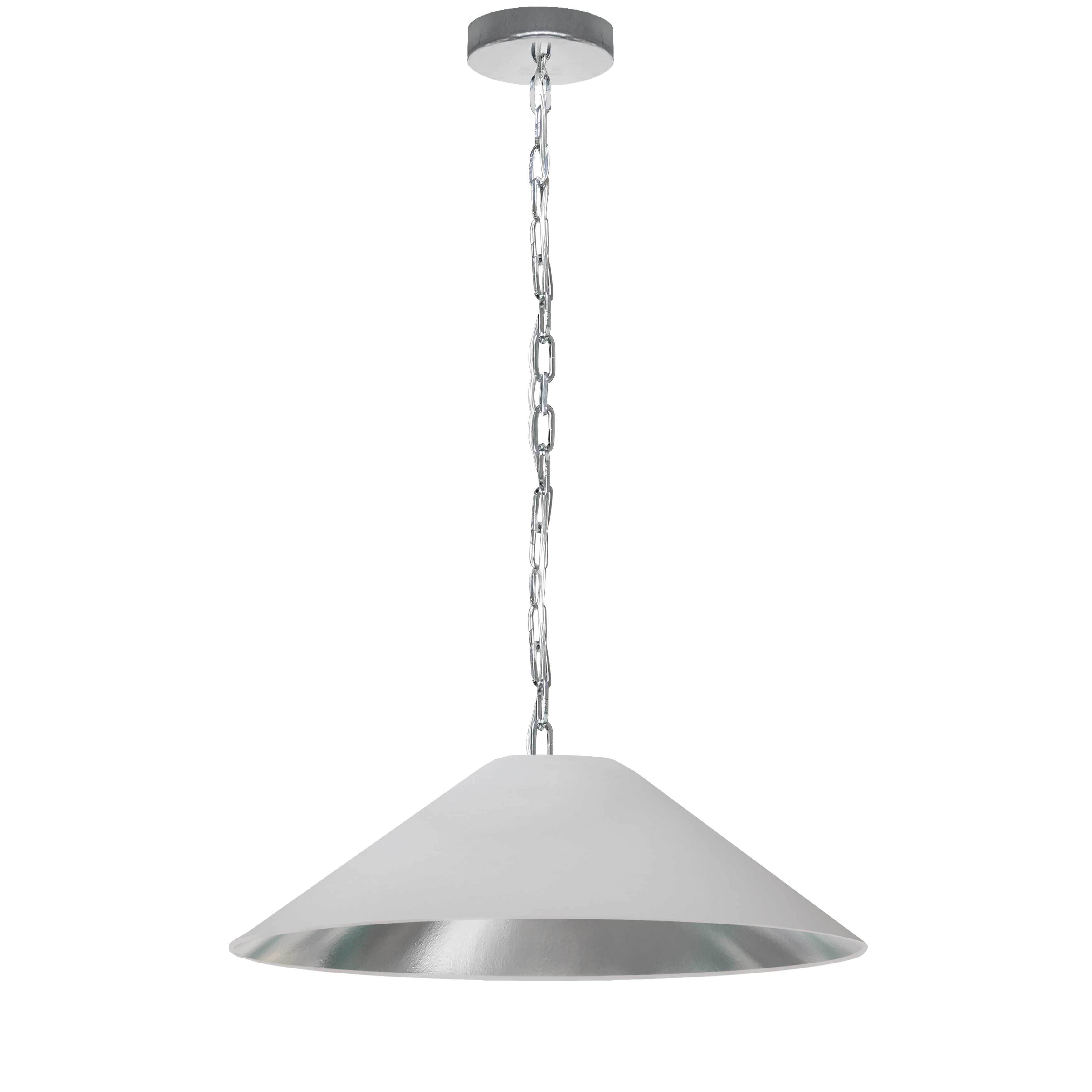 1 Light Incandescent Pendant, Polished Chrome  with White / Silver Shade