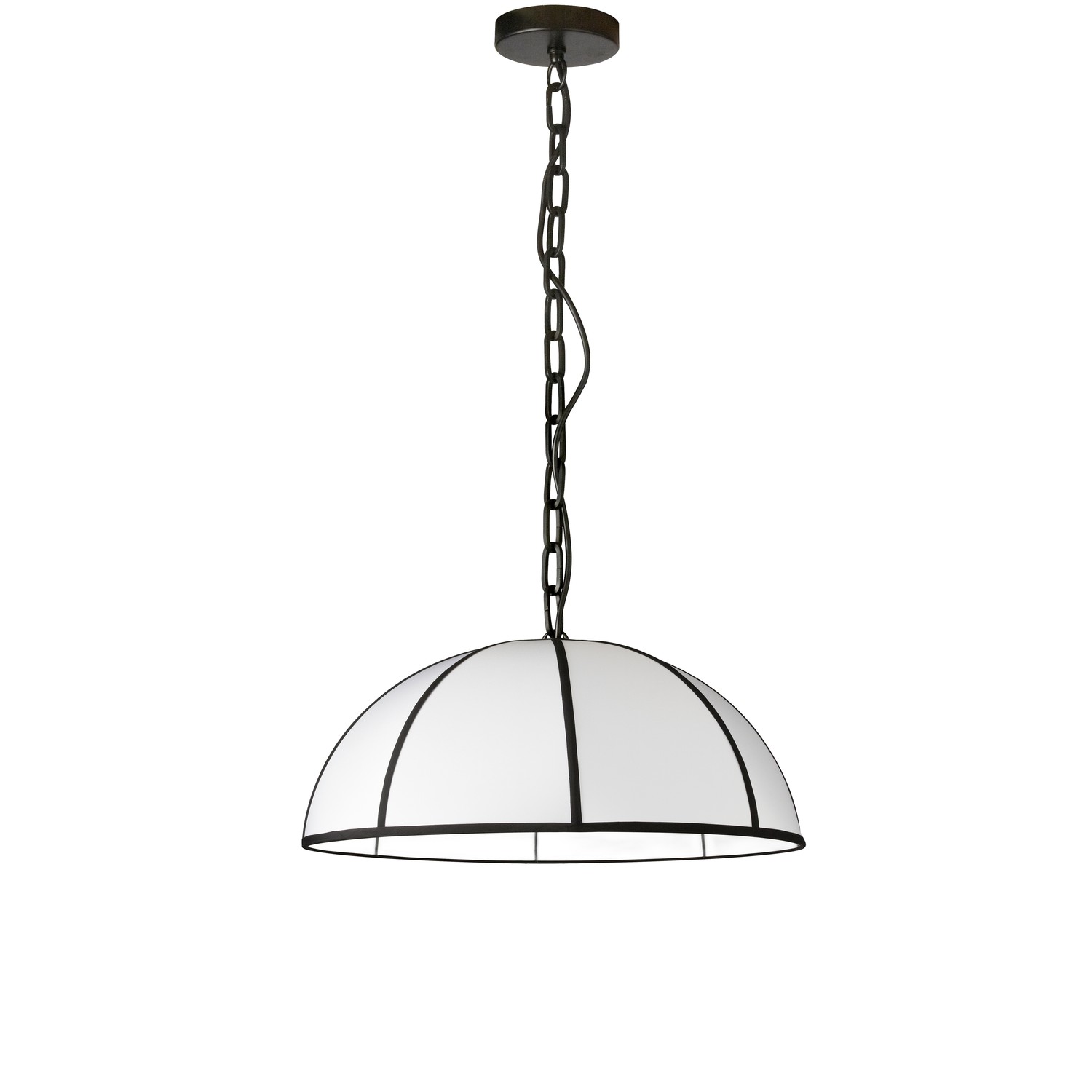 1 Light Incandescent Pendant, Matte Black with White Shade and Black Trim