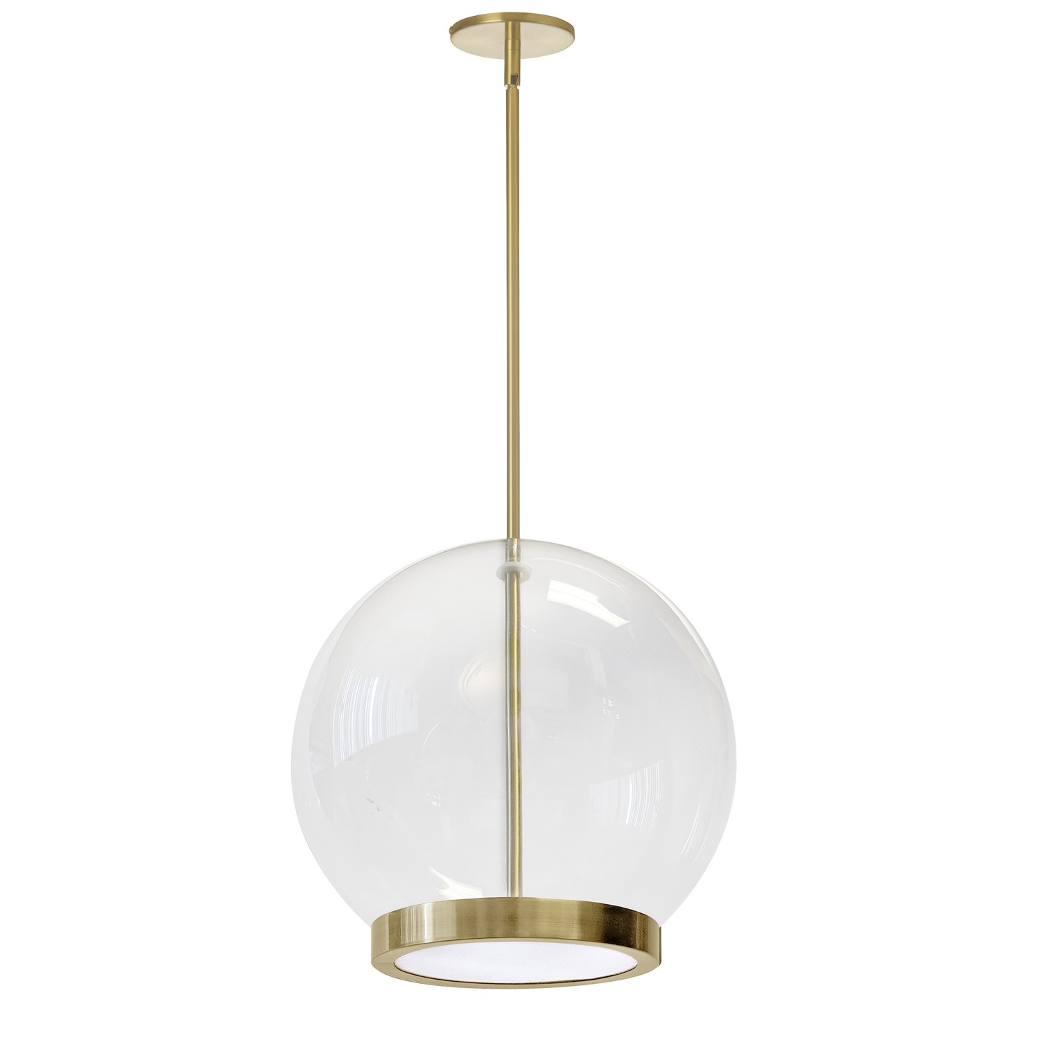 15W Pendant, Aged Brass  with Clear Glass