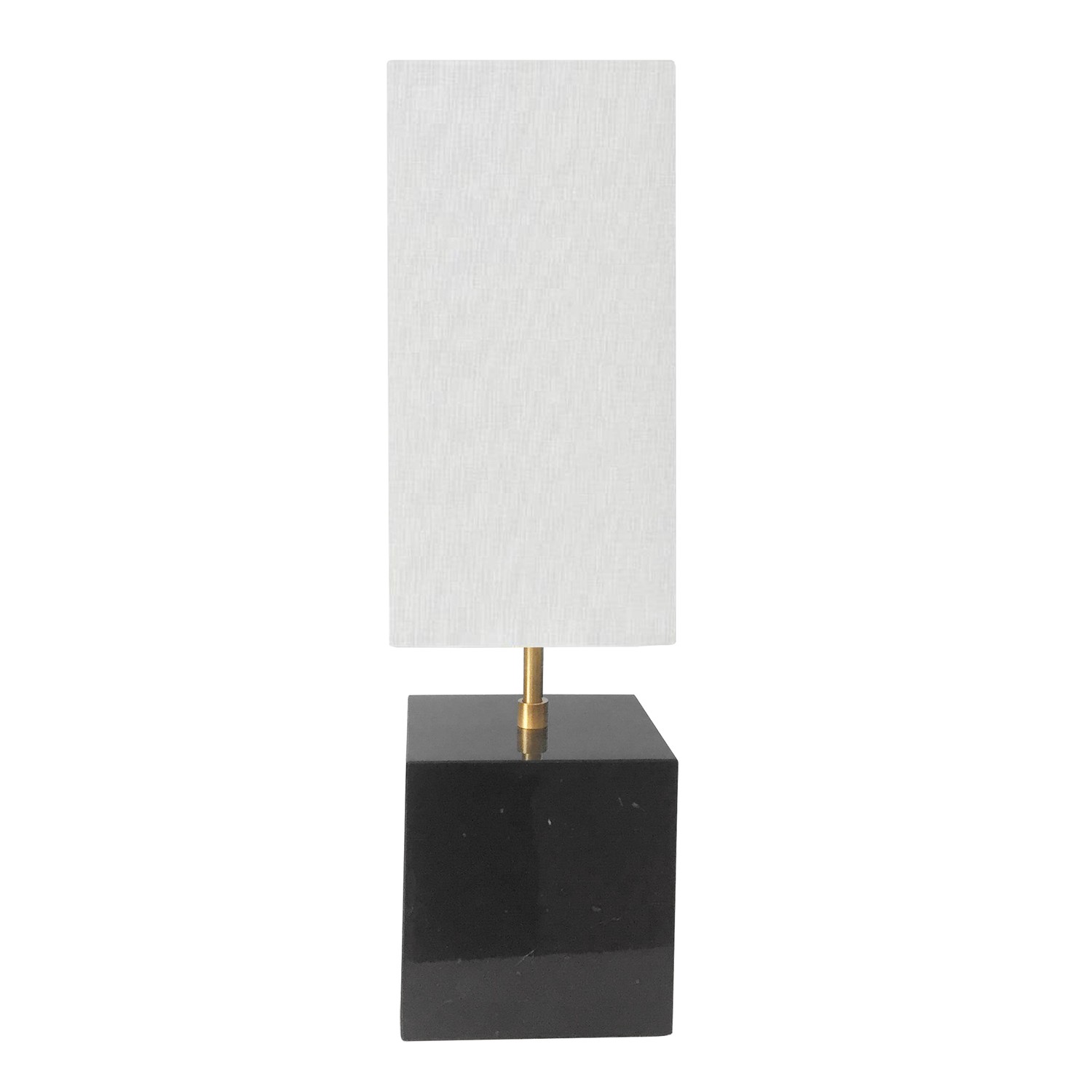 1 Light Incandescent Table Lamp, Black / Aged Brass White Shade
