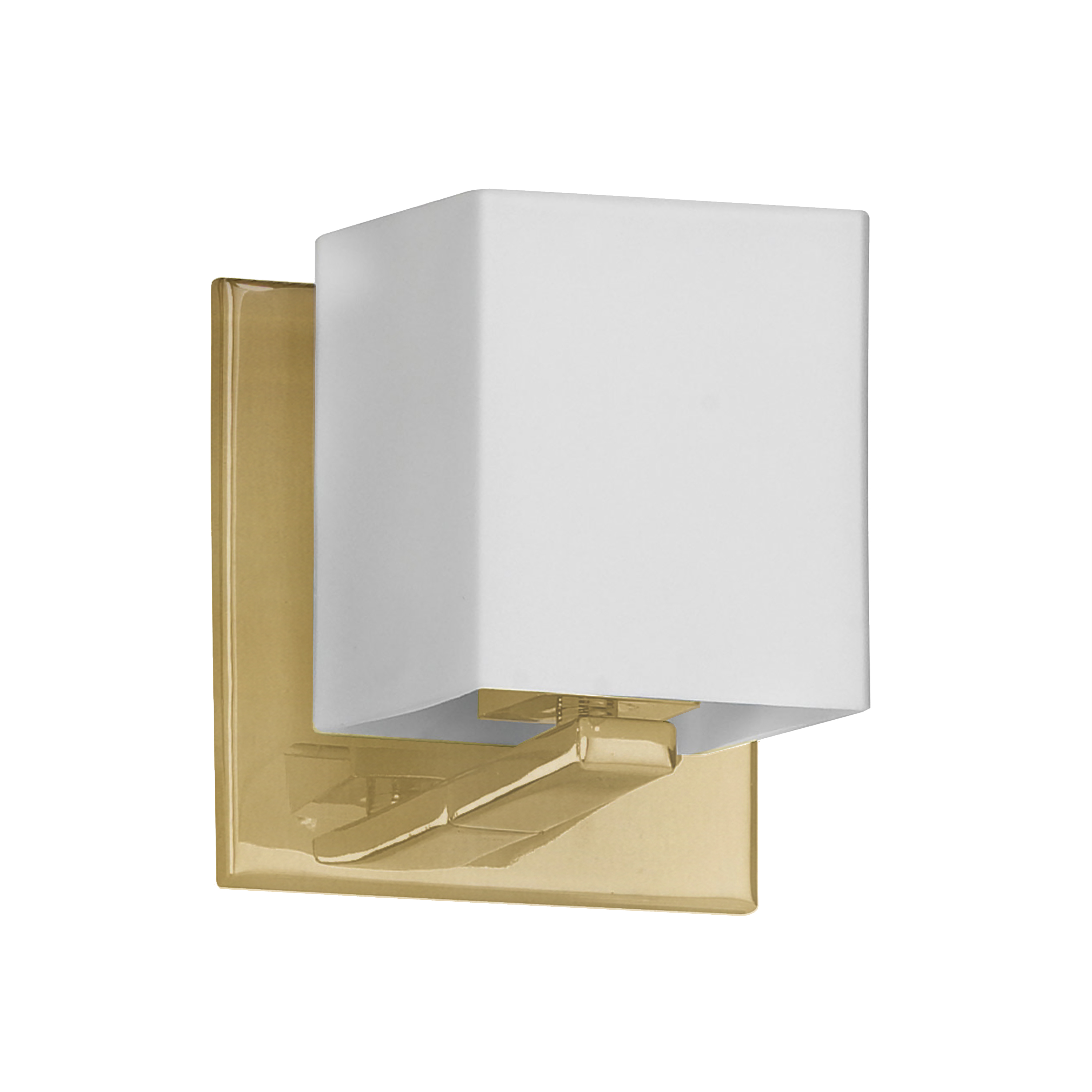 1 Light Halogen Wall Sconce, Aged Brass with White Glass