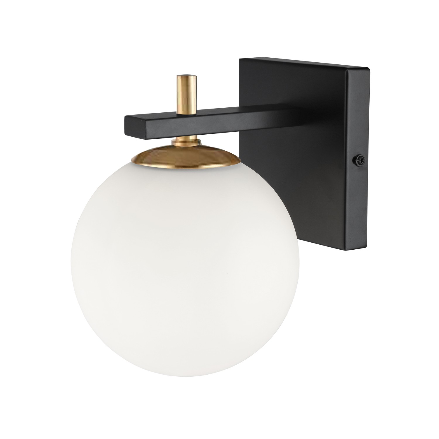 1 Light Halogen Wall Sconce, Matte Black and Aged Brass
