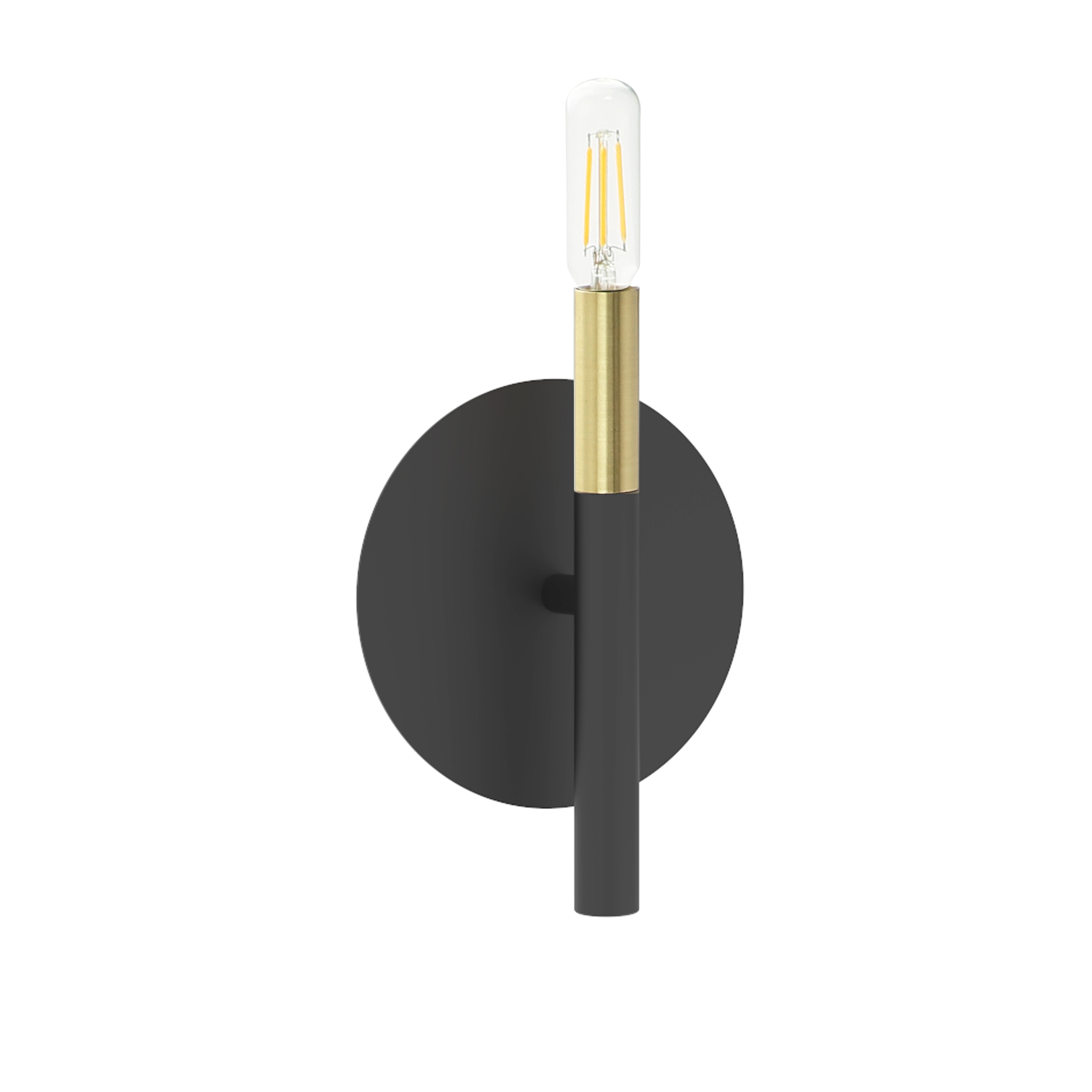 1 Light Incandescent Wall, Sconce Matte Black and Aged Brass