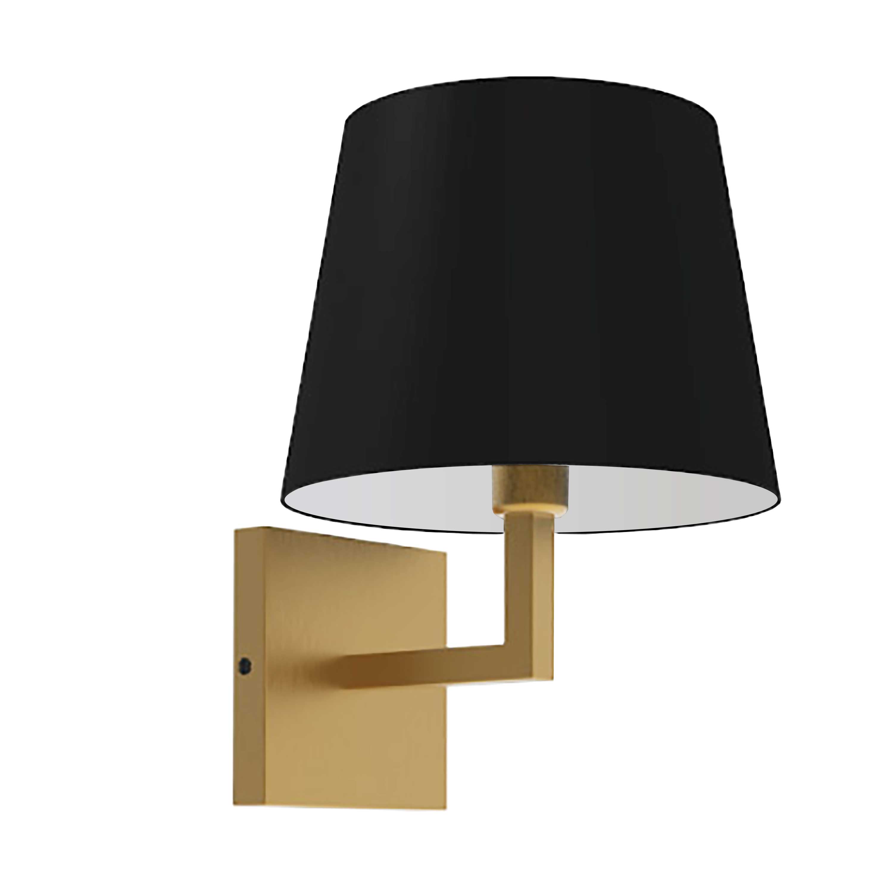1 Light Incandescent Wall, Sconce Aged Brass with Black Shade