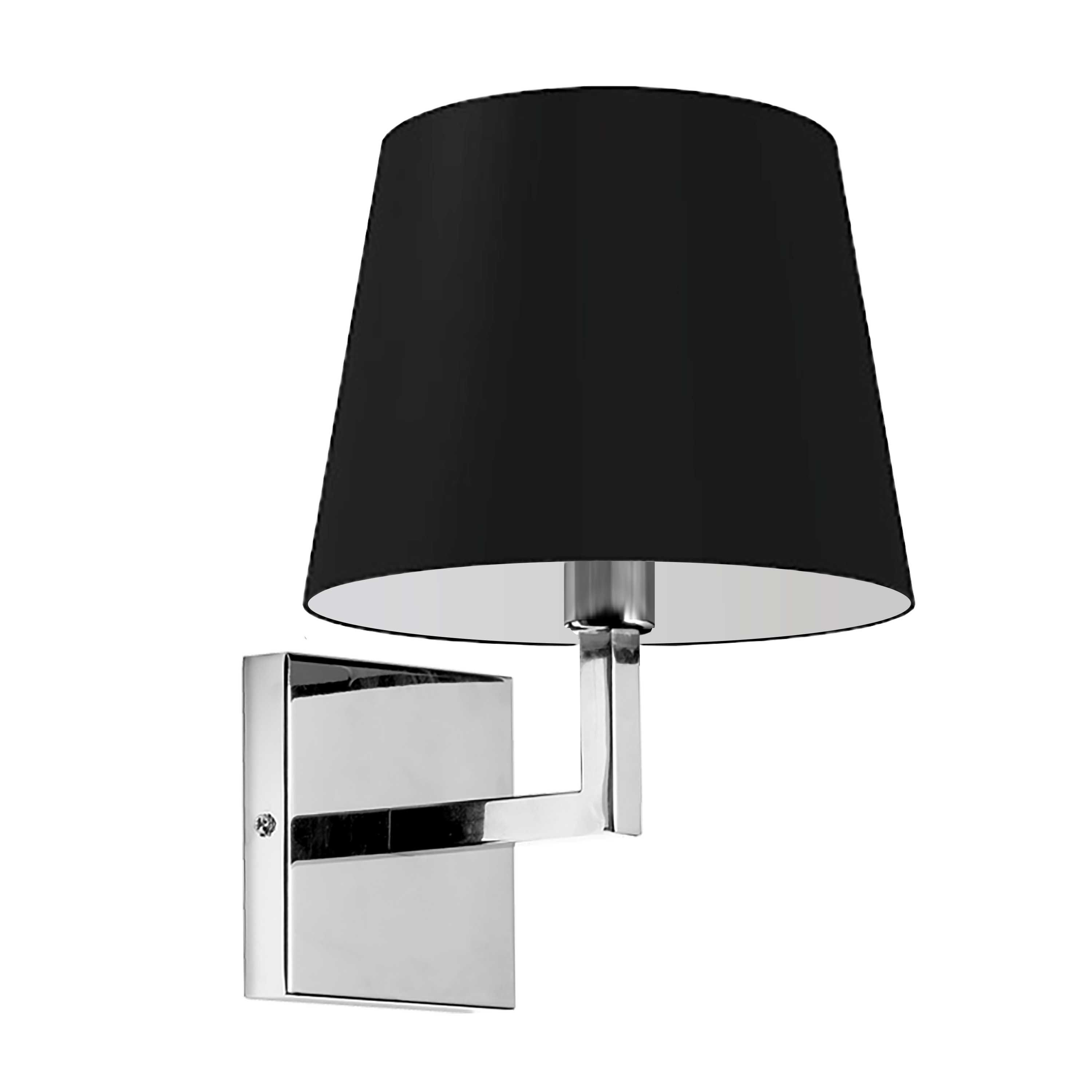 1 Light Incandescent Wall, Sconce Polished Chrome with Black Shade