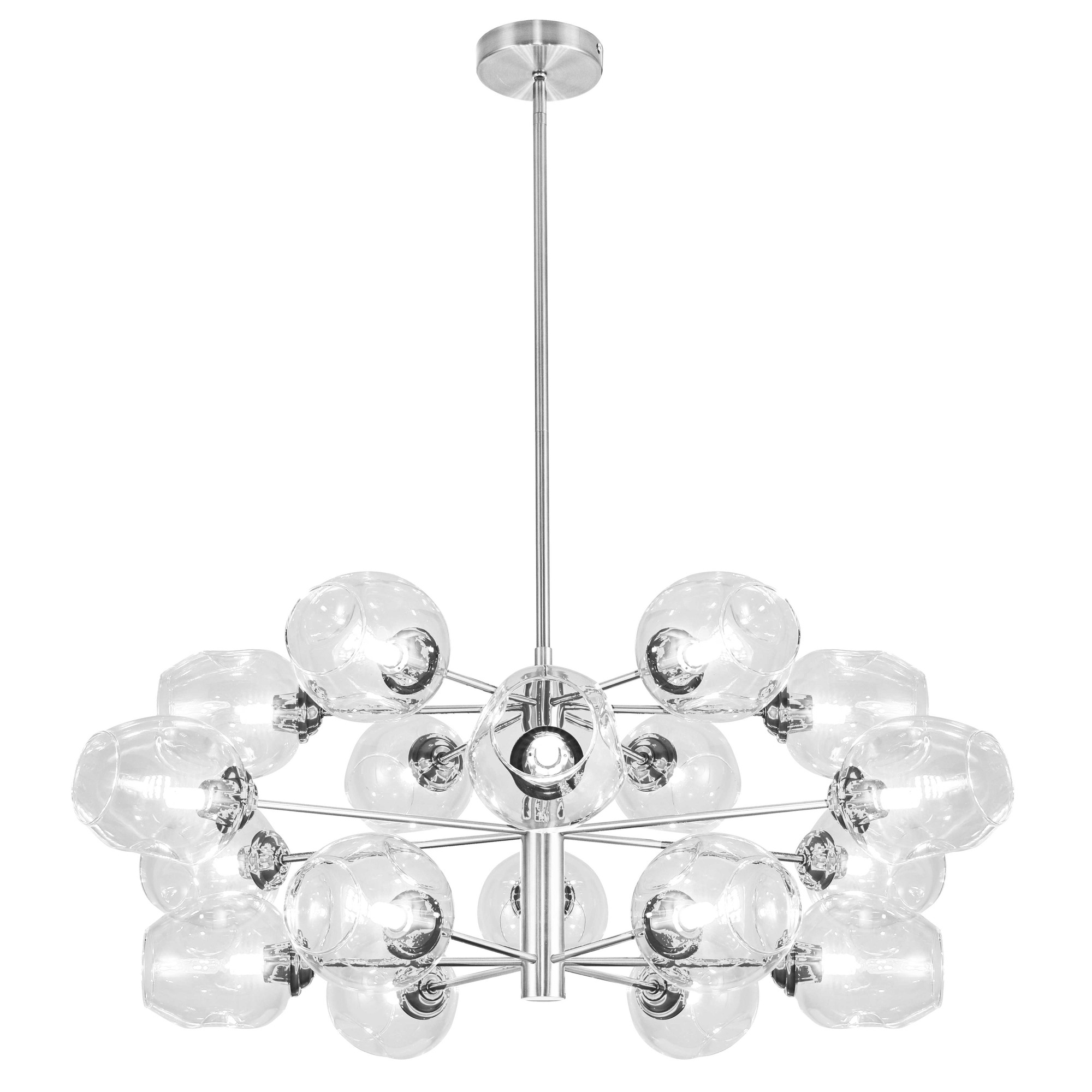 18 Light Halogen Chandelier Polished Chrome with Clear Glass