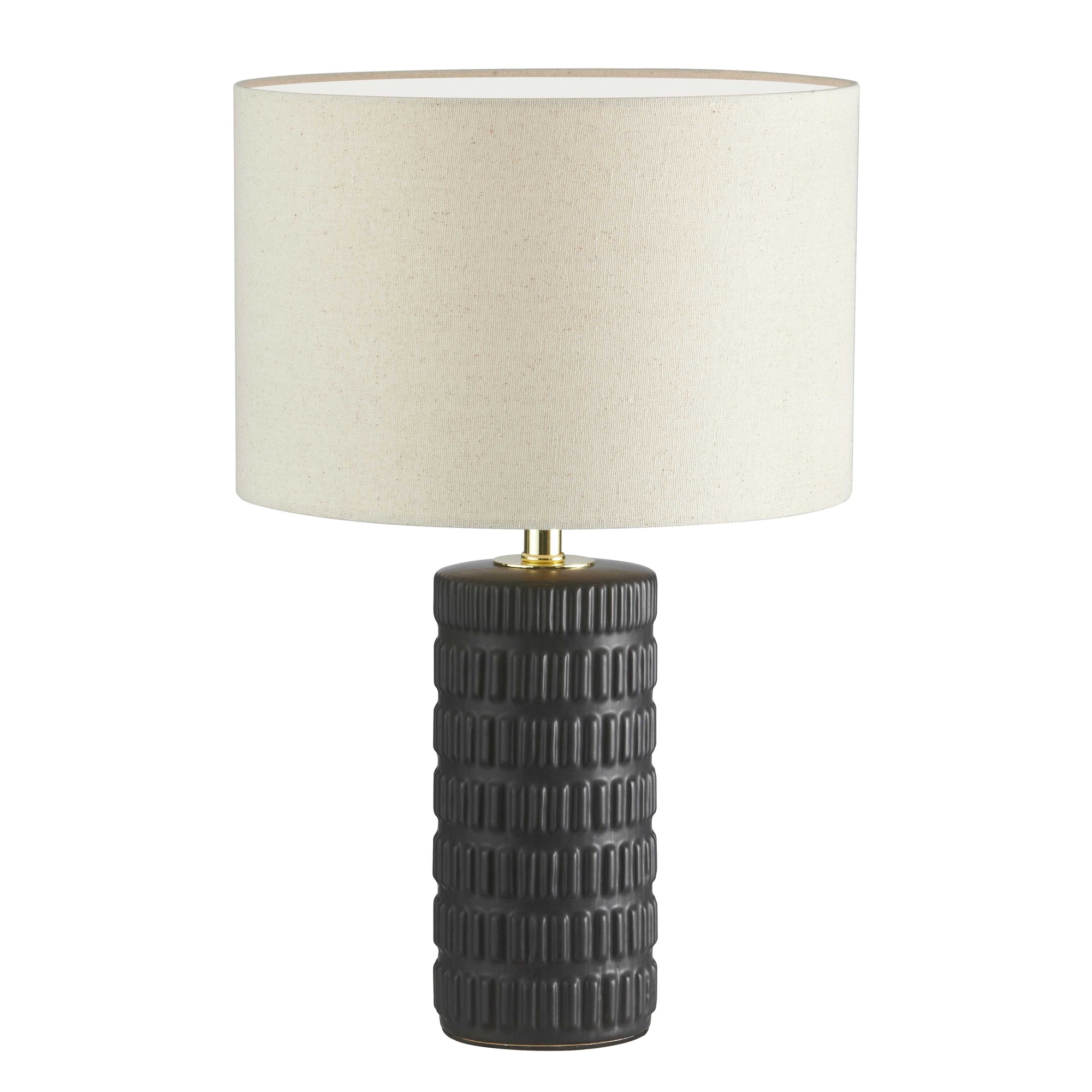 1 Light Incandescent Table Lamp Matte Black with Black Gold Shade