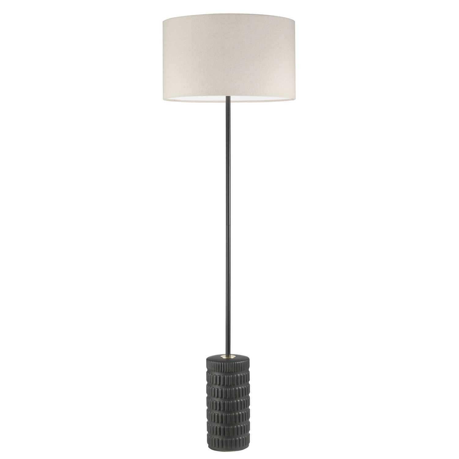 1 Light Incandescent Floor Lamp Matte Black with Black Gold Shade