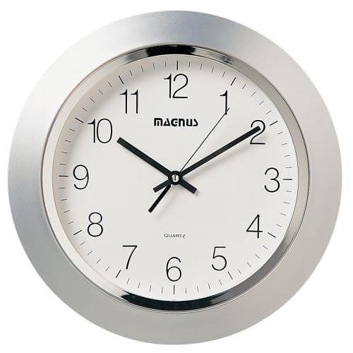 Quartz Clock, Silver, Plastic Face (29012-MT-SV)