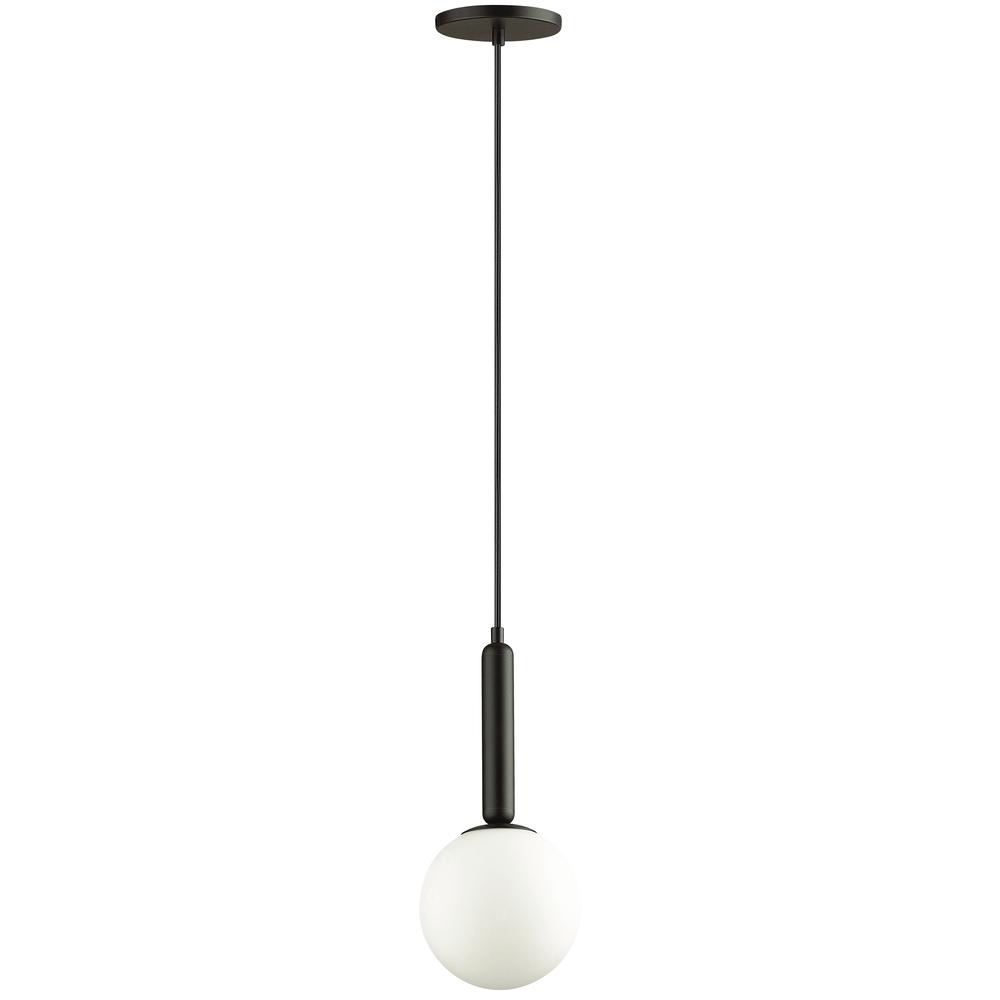 1 Light Incandescent Pendant, Matte Black with White Glass     (TAR-61P-MB-WH)